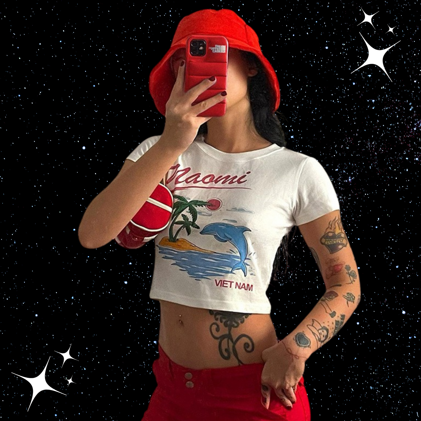 Beach Illustration Crop Tee Shirts & Tops PinkLimes Trending Streetwear