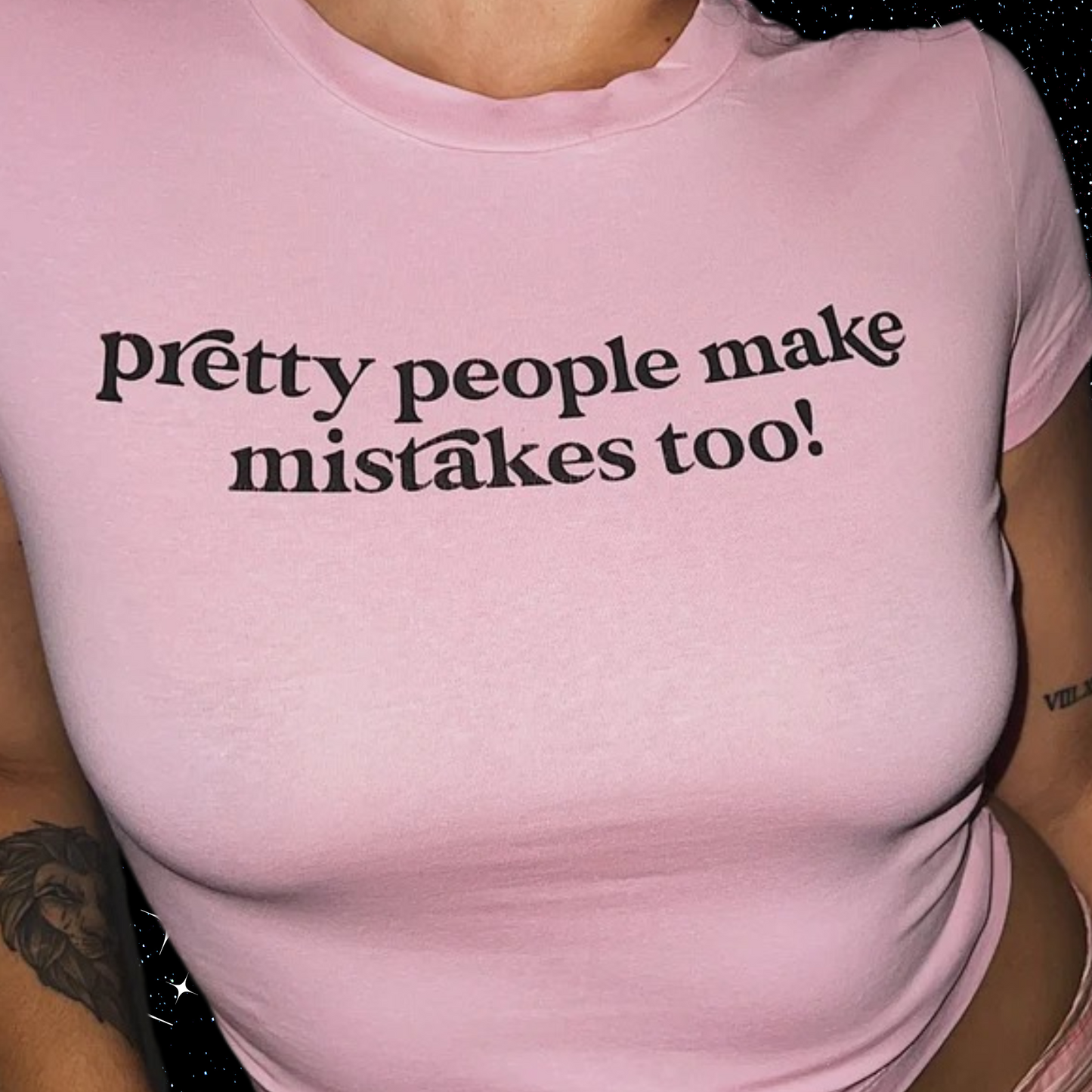 Pretty People Make Mistakes Too! Pink Crop Tee Shirts & Tops PinkLimes Trending Streetwear