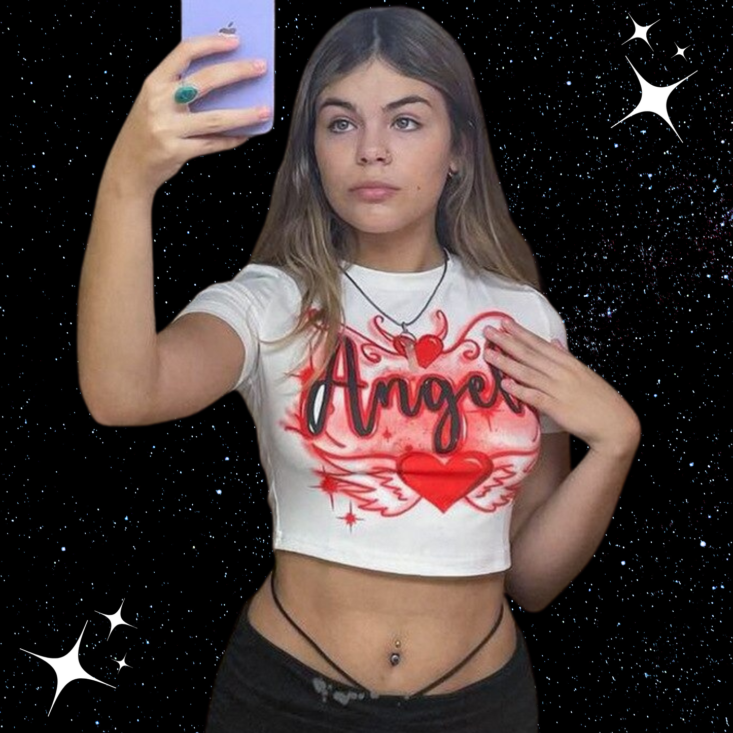 Angel Crop Tee Shirts & Tops PinkLimes Trending Streetwear