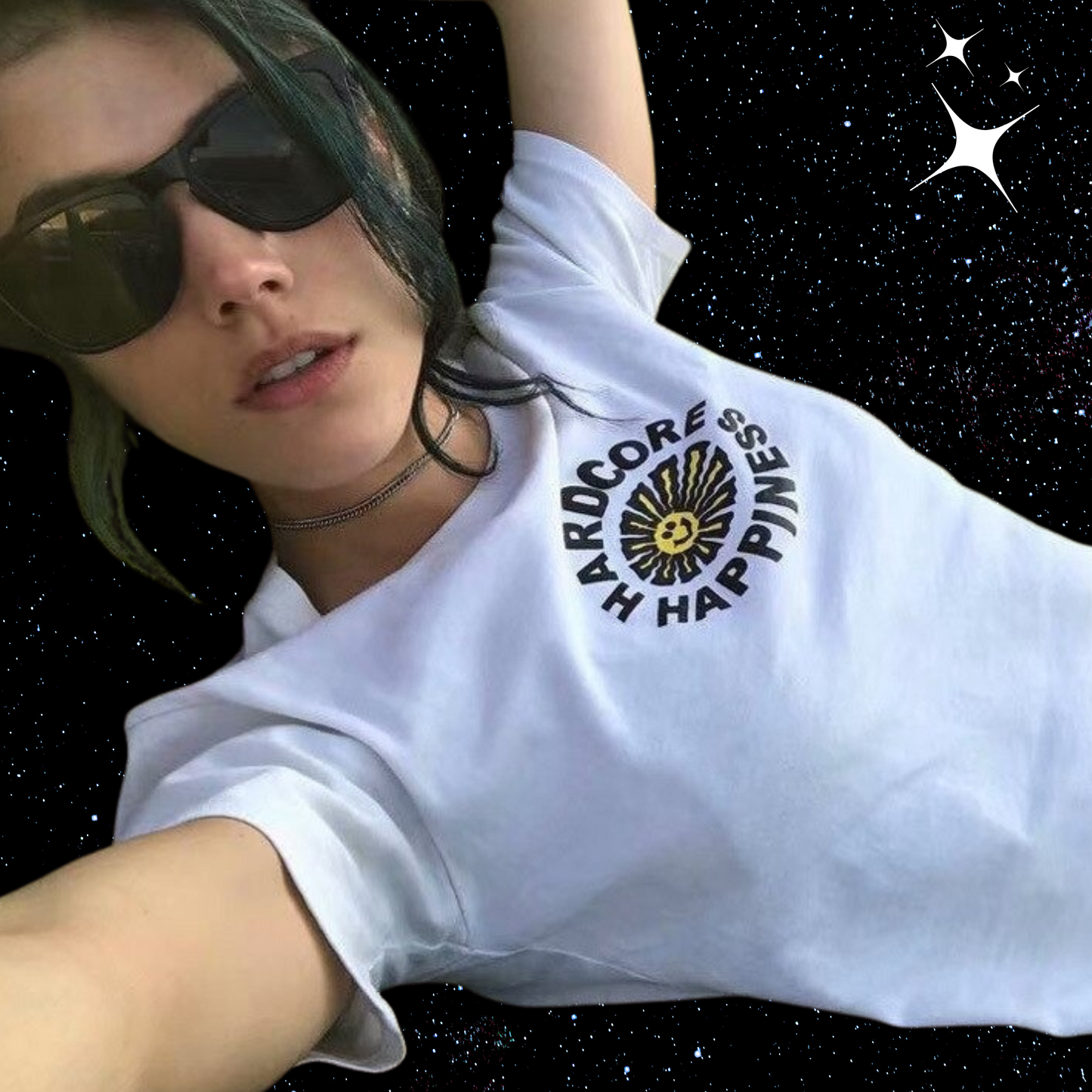 Hardcore Happiness Crop Tee Shirts & Tops PinkLimes Trending Streetwear