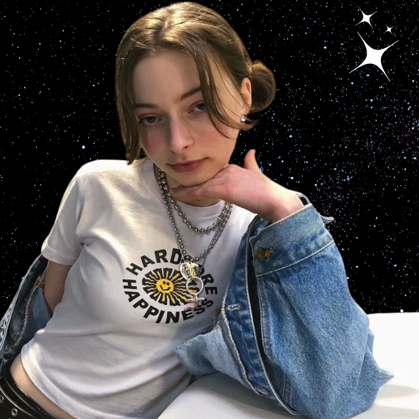Hardcore Happiness Crop Tee Shirts & Tops PinkLimes Trending Streetwear