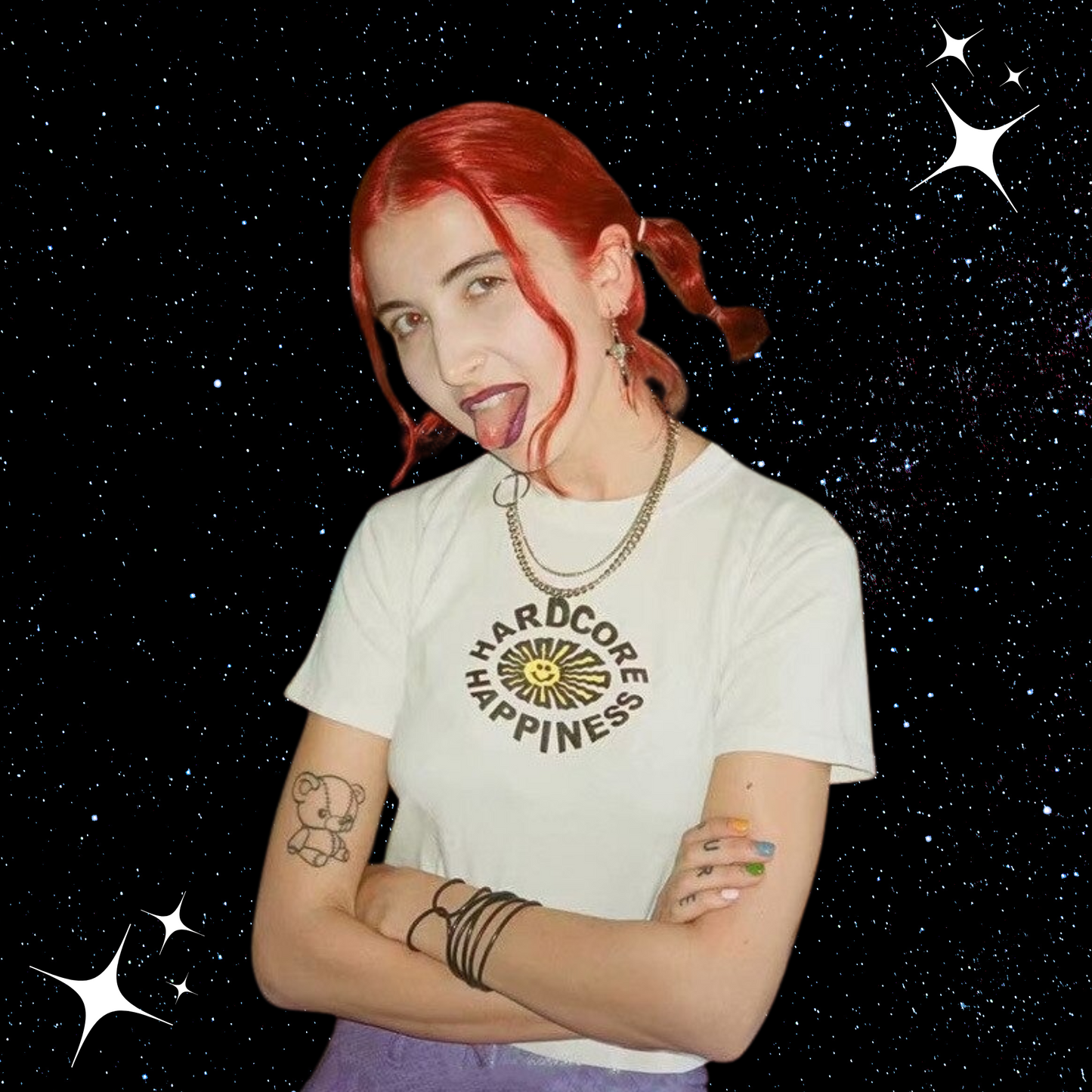 Hardcore Happiness Crop Tee Shirts & Tops PinkLimes Trending Streetwear