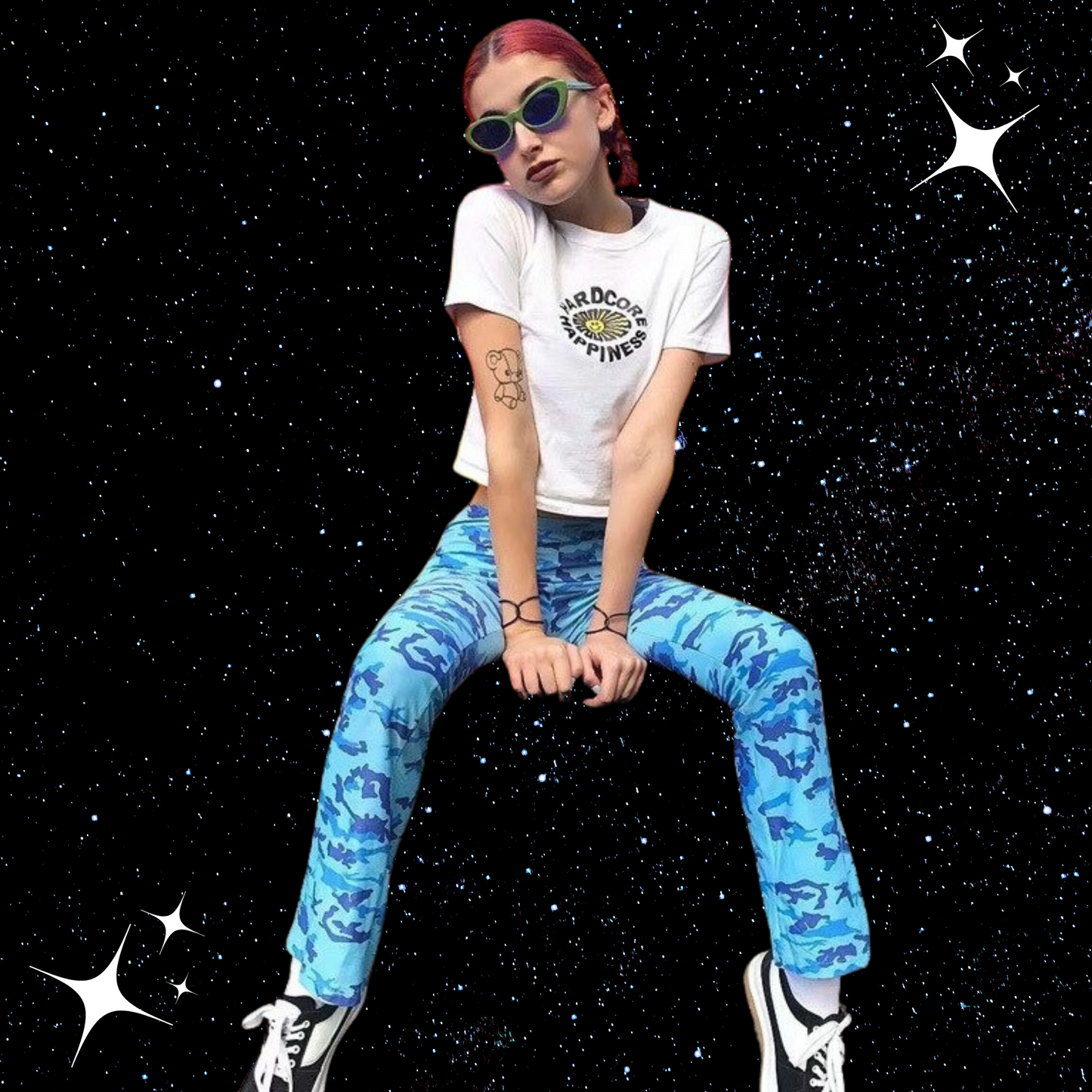 Hardcore Happiness Crop Tee Shirts & Tops PinkLimes Trending Streetwear