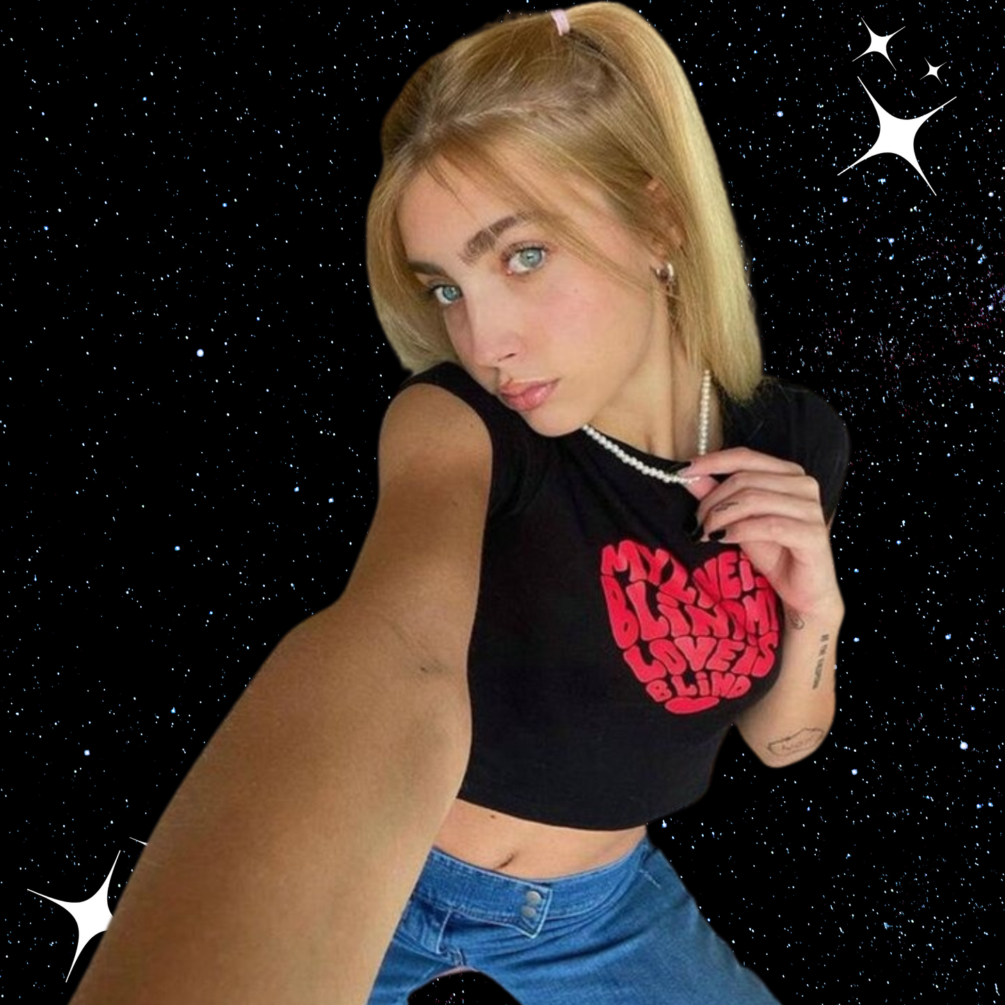 My Love Is Blind Crop Tee Shirts & Tops PinkLimes Trending Streetwear