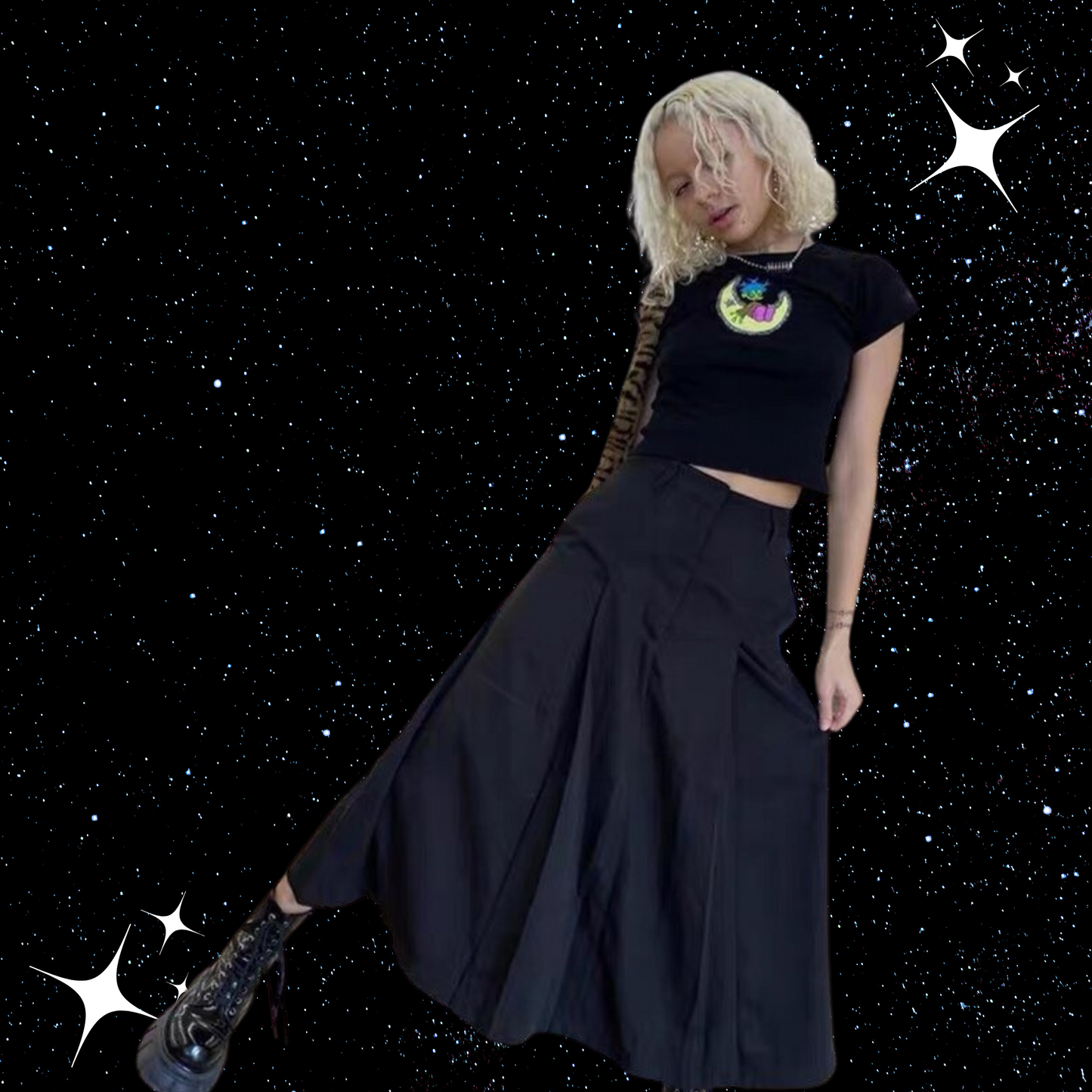 Alien Girl Crop Tee Shirts & Tops PinkLimes Trending Streetwear