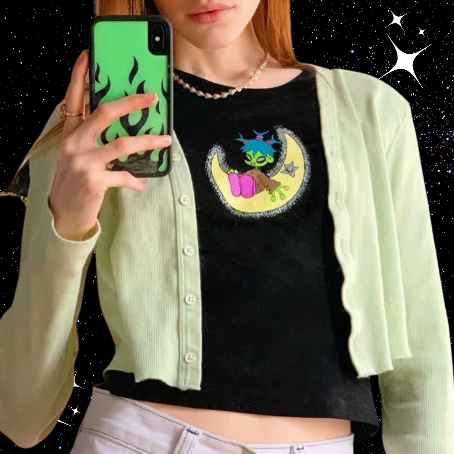 Alien Girl Crop Tee Shirts & Tops PinkLimes Trending Streetwear