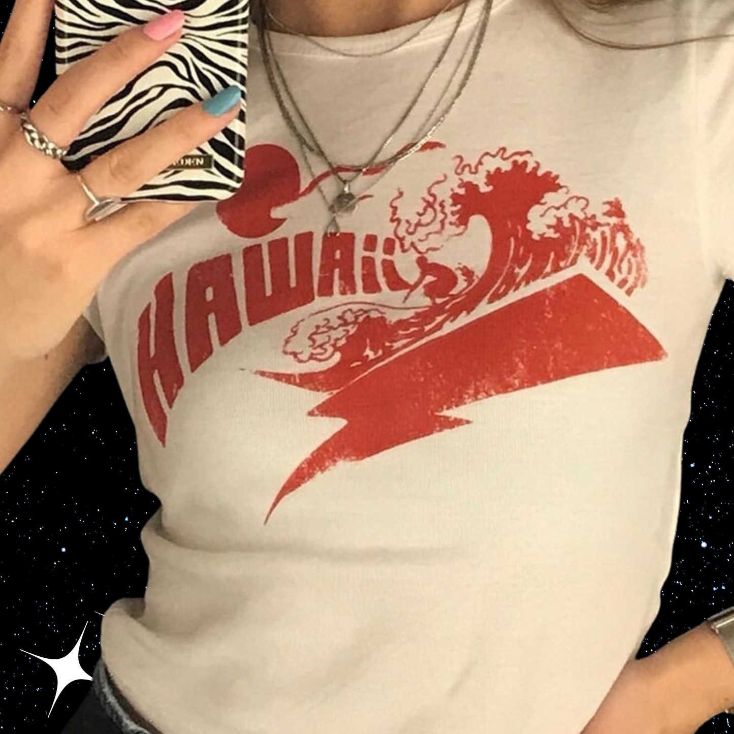 Hawaii Graphic White Crop Tee Shirts & Tops PinkLimes Trending Streetwear