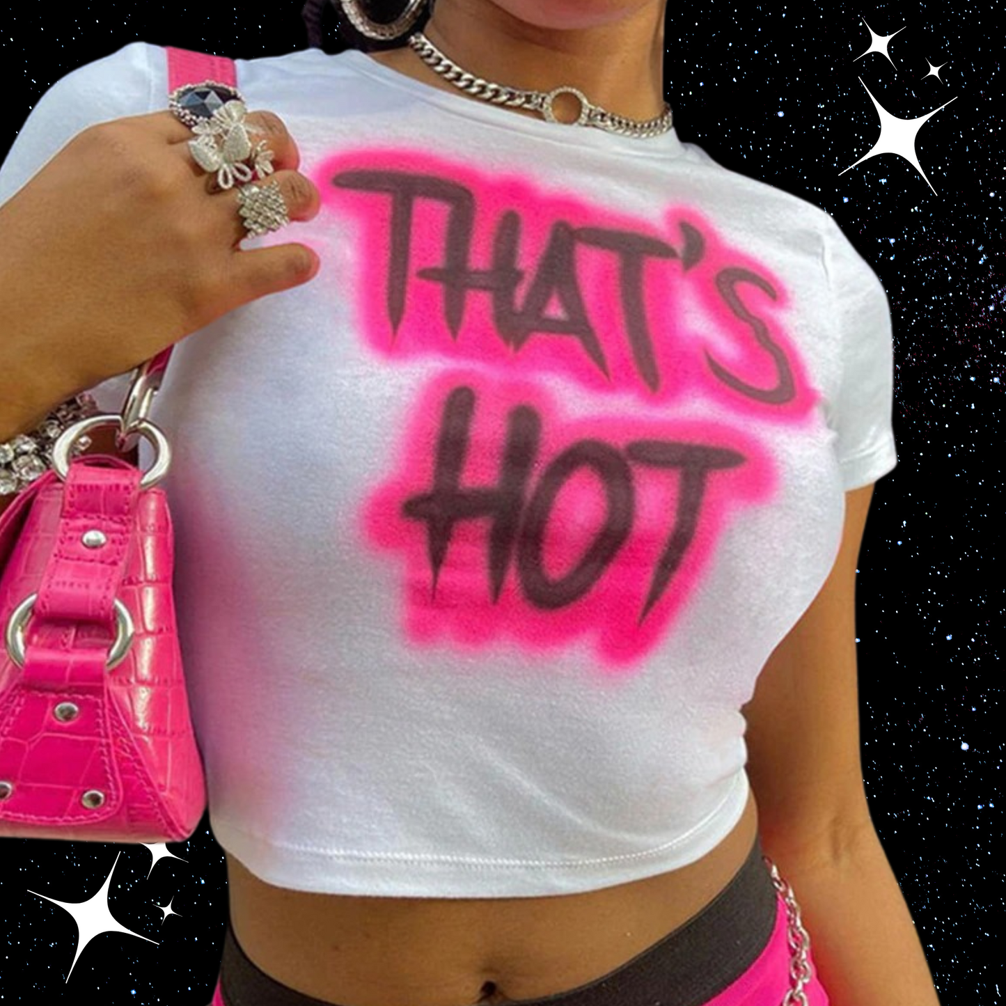 That's Hot Graffiti Crop Tee Pink Text Shirts & Tops PinkLimes Trending Streetwear