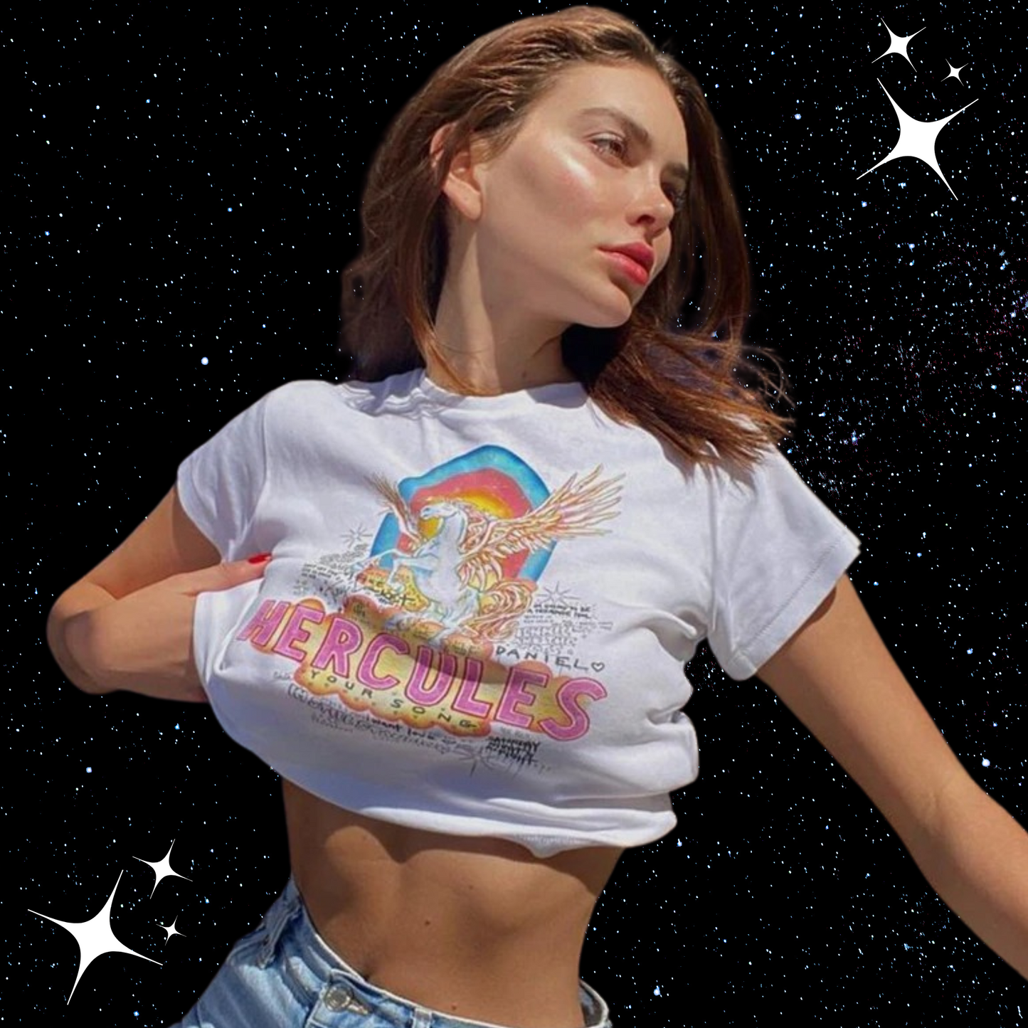 Mercules White Crop Tee Shirts & Tops PinkLimes Trending Streetwear