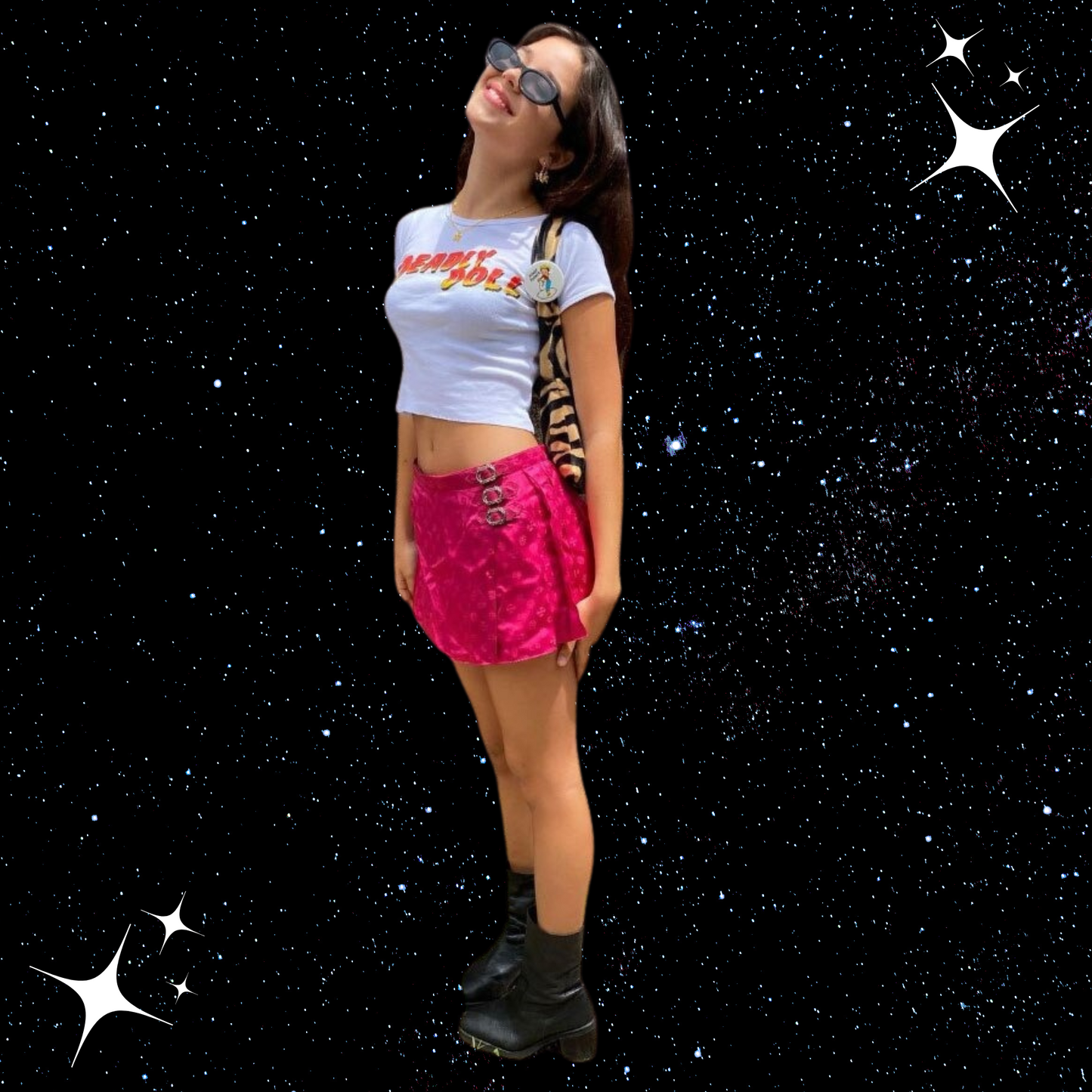 Deadly Doll Crop Tee Shirts & Tops PinkLimes Trending Streetwear