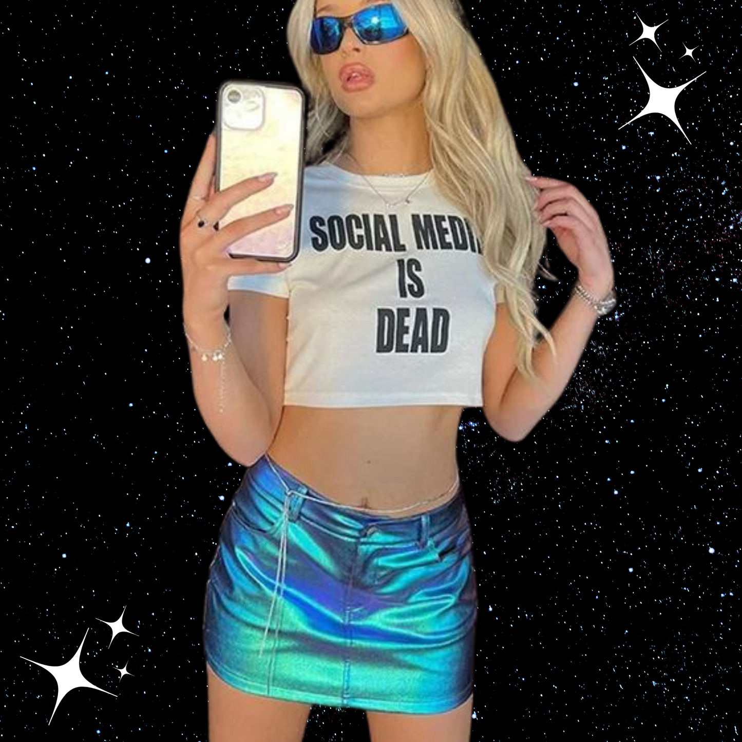 Social Media Is Dead Crop Tee Shirts & Tops PinkLimes Trending Streetwear