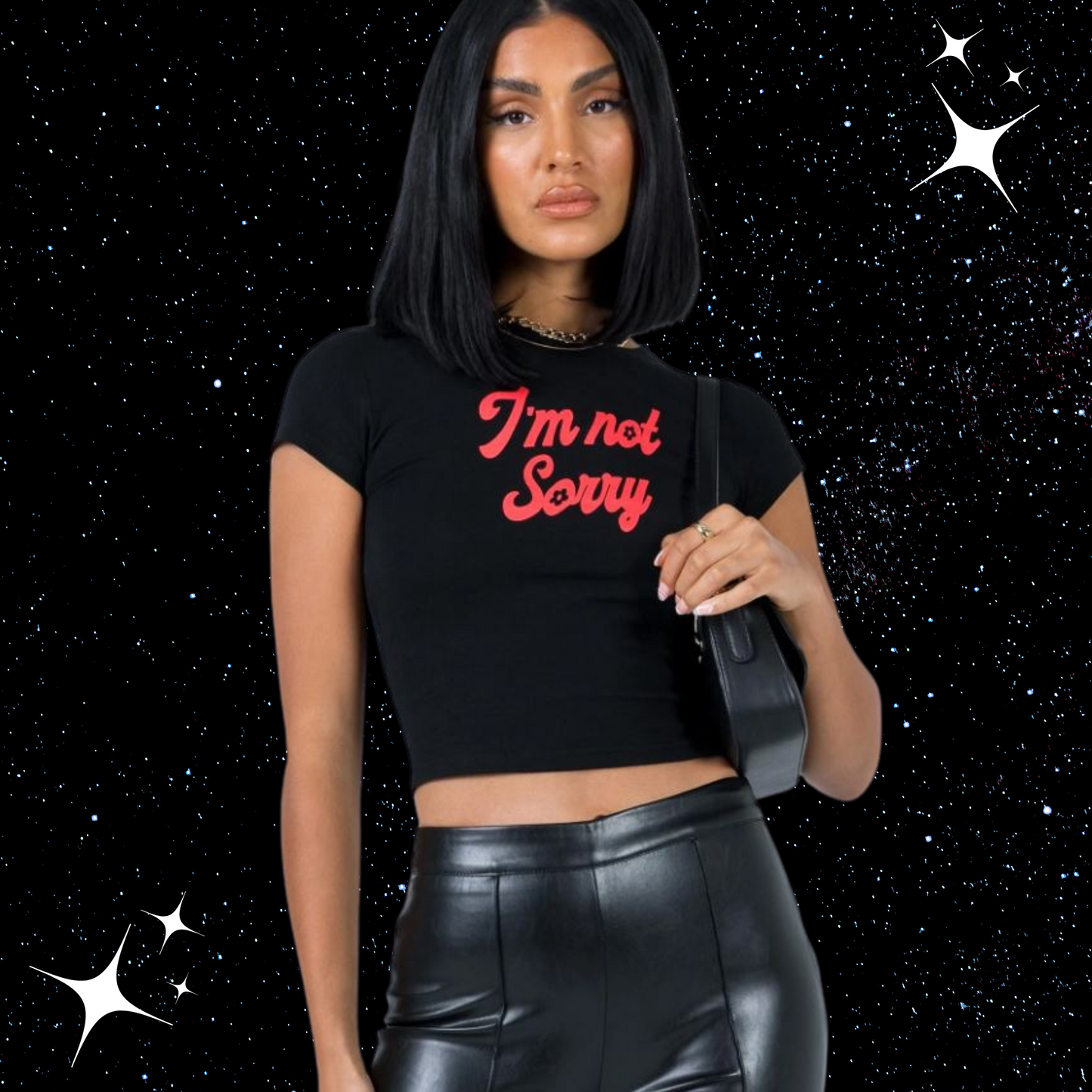 I'm Not Sorry Black Crop Tee Shirts & Tops PinkLimes Trending Streetwear