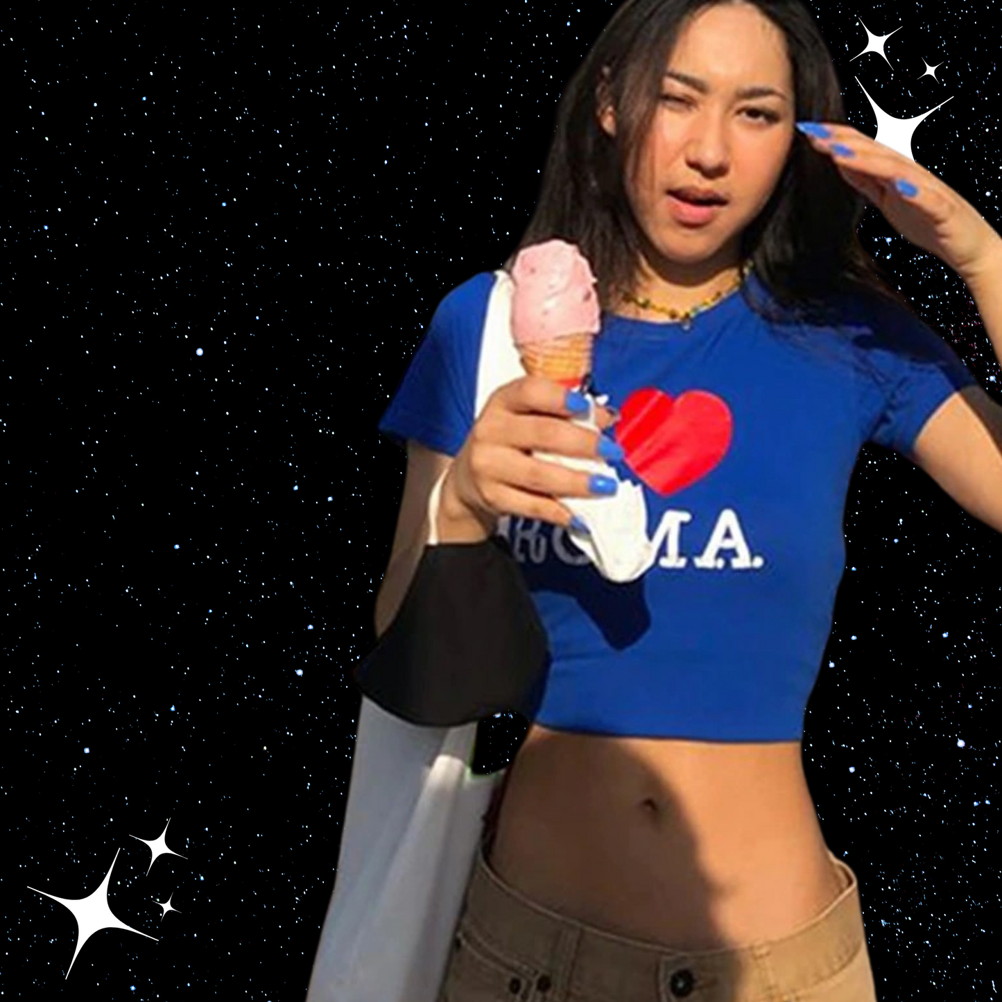 I Love Roma Blue Crop Tee Shirts & Tops PinkLimes Trending Streetwear