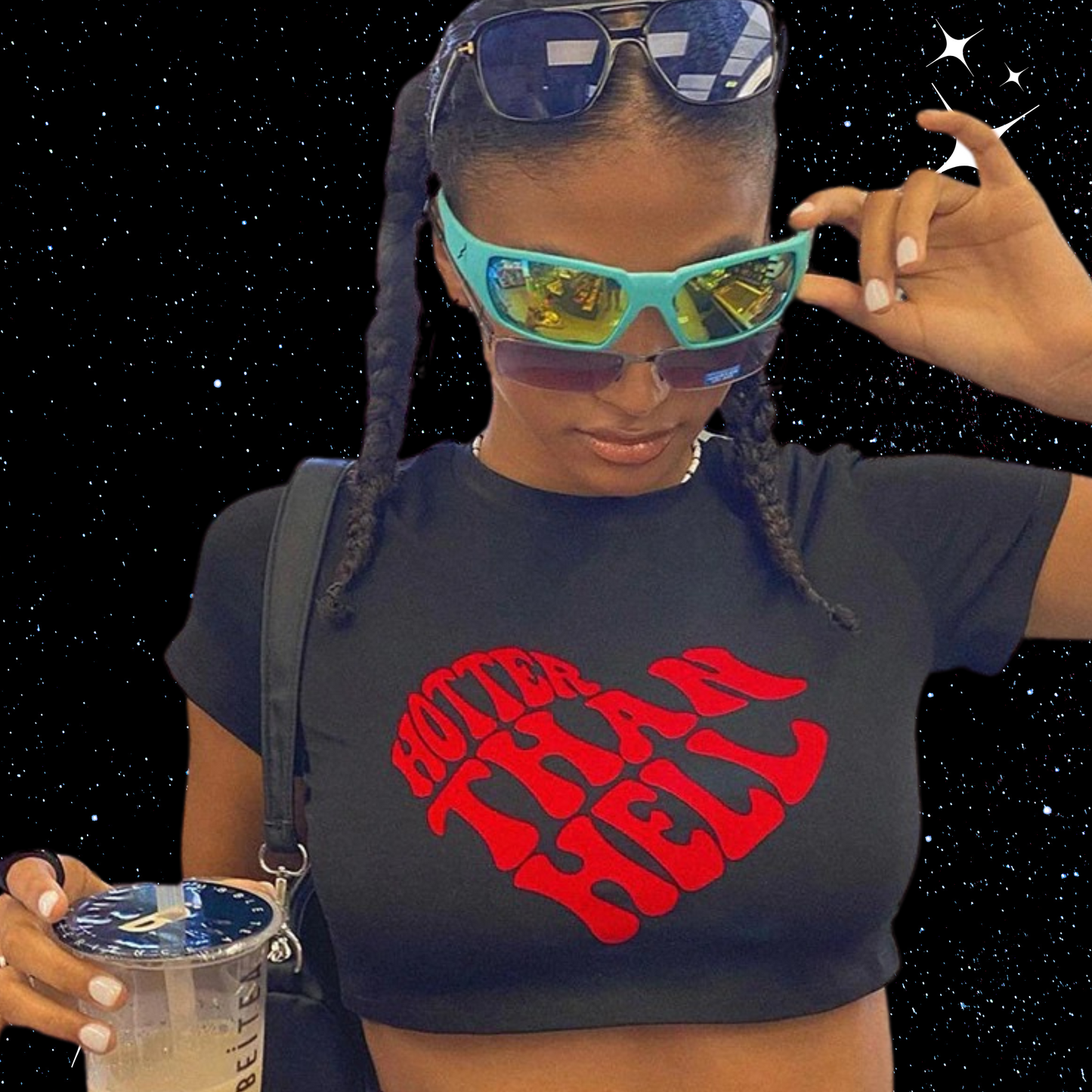 Hotter Than Hell Black Crop Tee Shirts & Tops PinkLimes Trending Streetwear