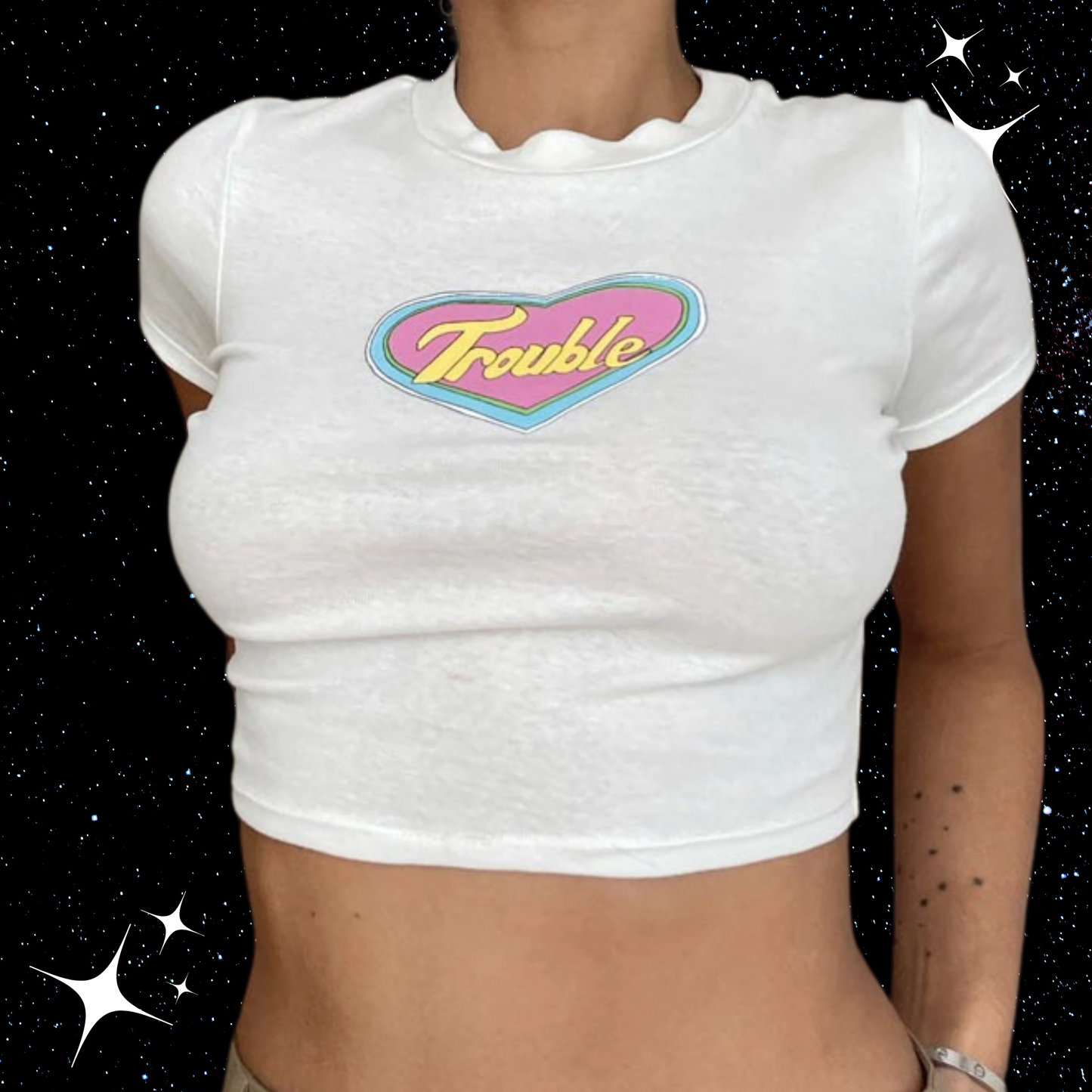 Trouble Crop Tee Shirts & Tops PinkLimes Trending Streetwear