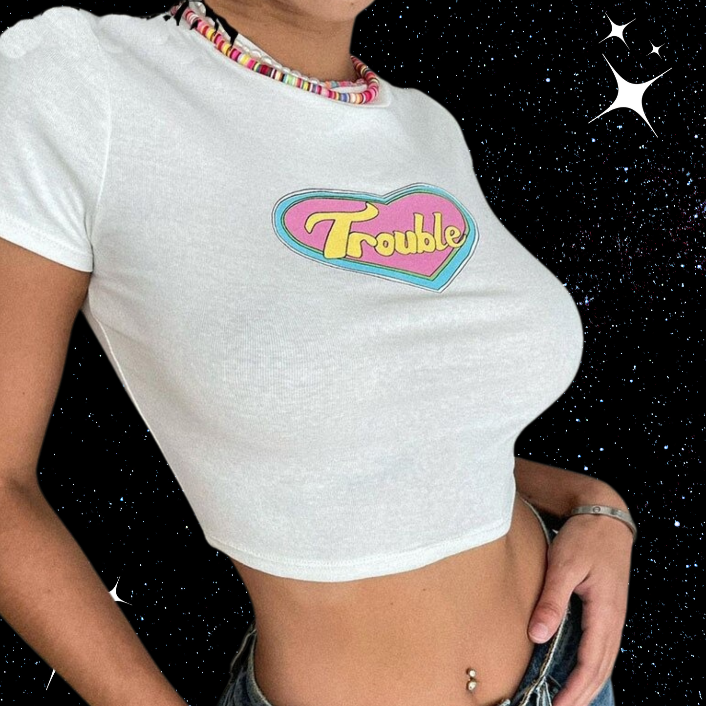 Trouble Crop Tee Shirts & Tops PinkLimes Trending Streetwear