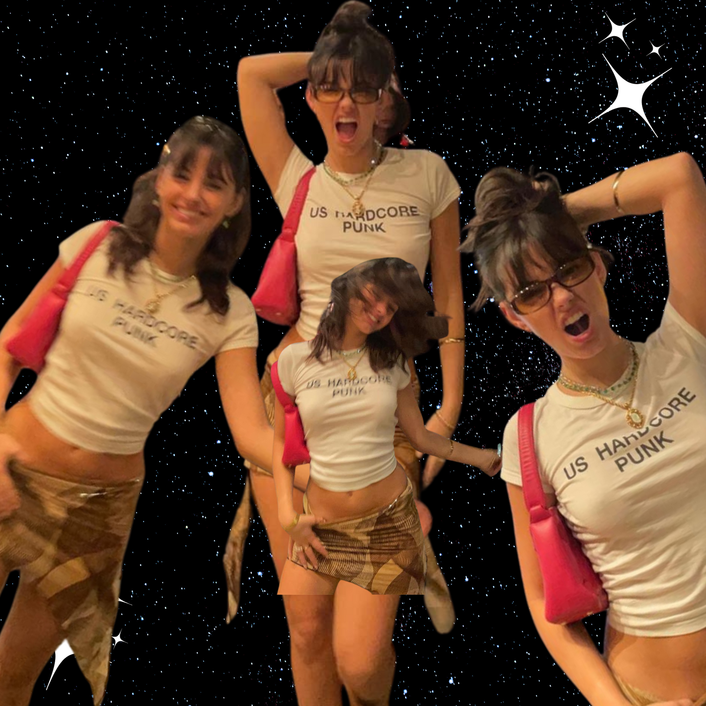 US Hardcore Punk Crop Tee Shirts & Tops PinkLimes Trending Streetwear