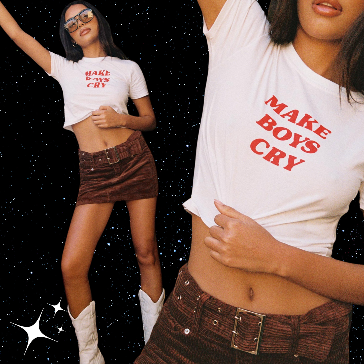 Make Boys Cry Crop Tee Shirts & Tops PinkLimes Trending Streetwear