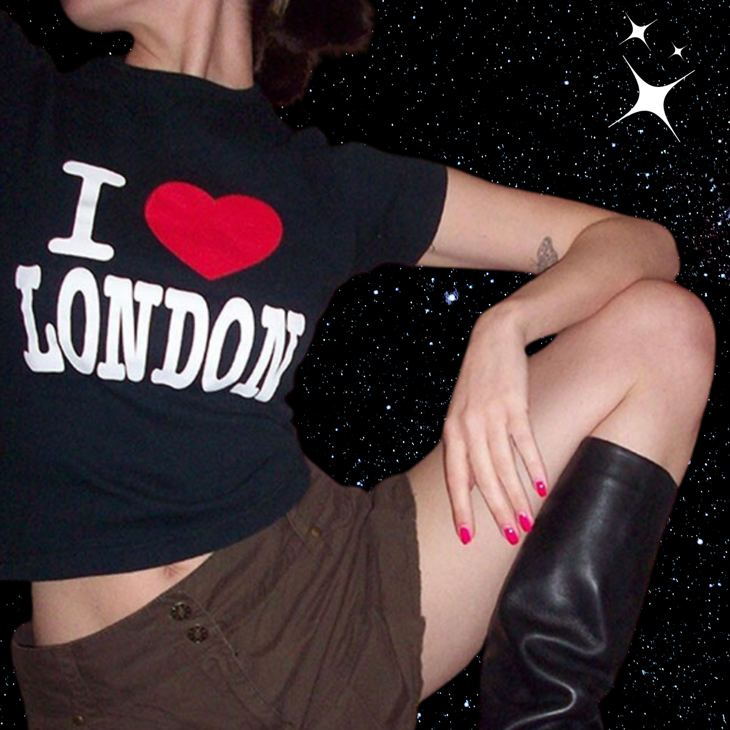 I Love London Black Crop Tee Shirts & Tops PinkLimes Trending Streetwear