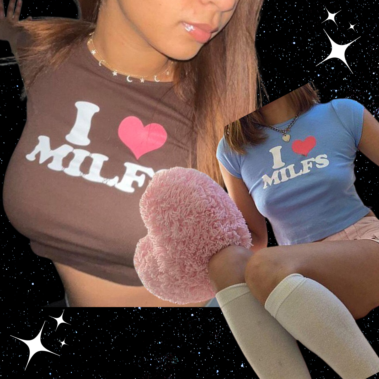 I Love MILFS Crop Tee Shirts & Tops PinkLimes Trending Streetwear