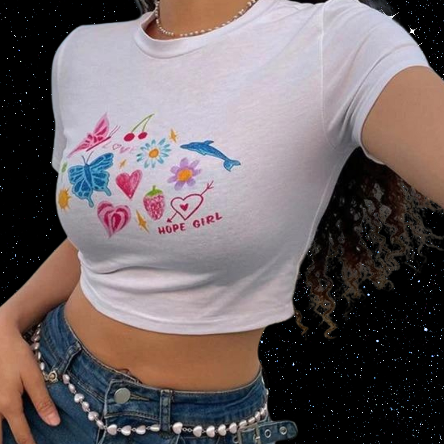 y2k Print Crop Tee Shirts & Tops PinkLimes Trending Streetwear