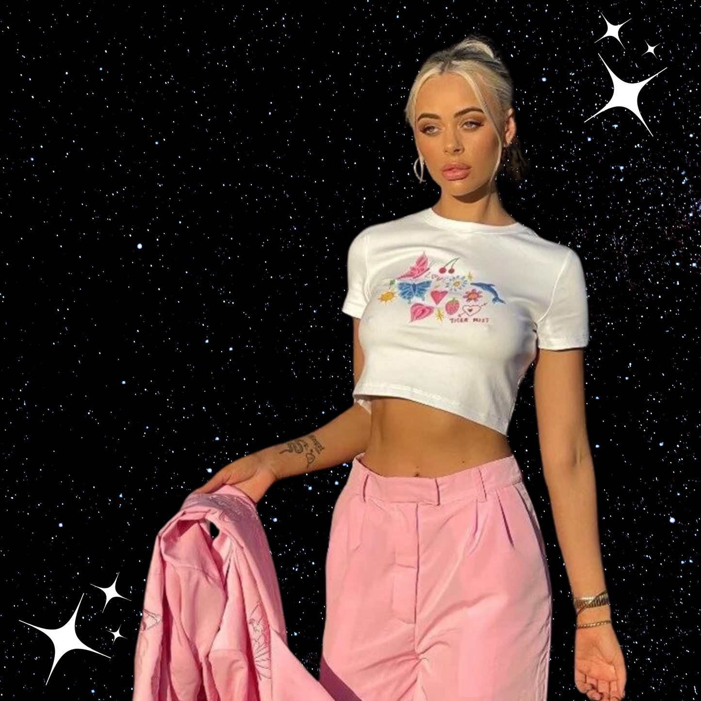 y2k Print Crop Tee Shirts & Tops PinkLimes Trending Streetwear