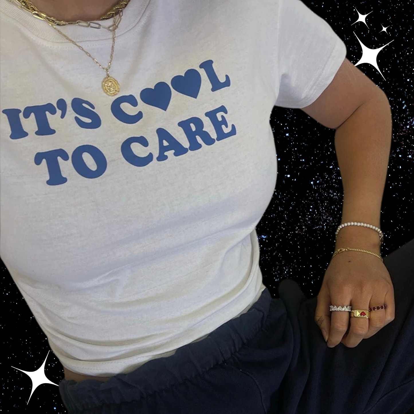 It's Cool To Care White Crop Tee Shirts & Tops PinkLimes Trending Streetwear