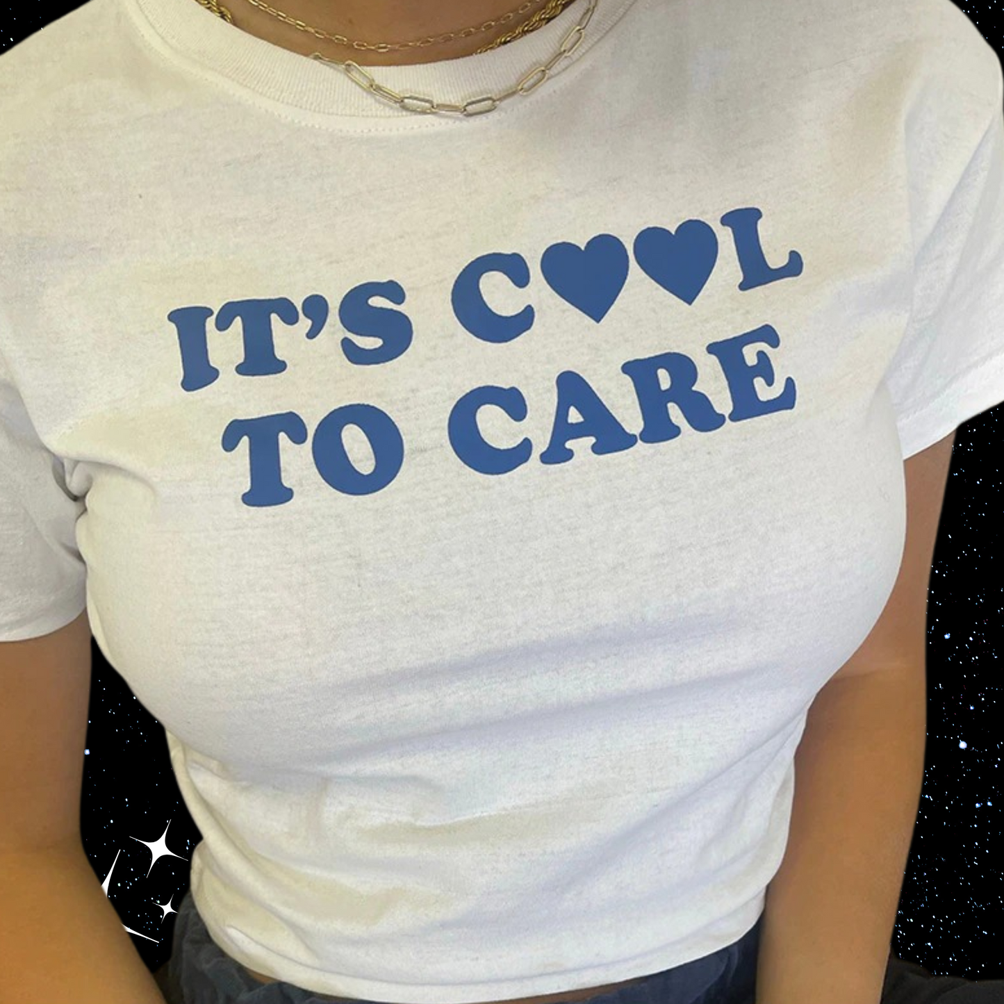 It's Cool To Care White Crop Tee Shirts & Tops PinkLimes Trending Streetwear