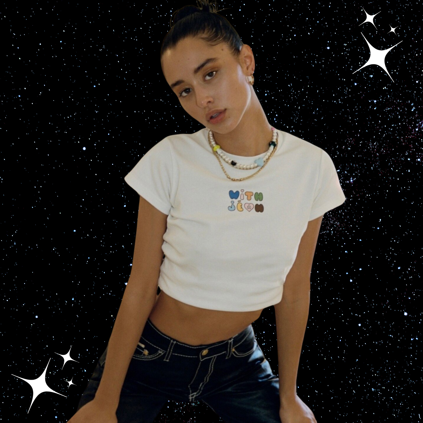With Jean Y2K Crop T-shirt Shirts & Tops PinkLimes Trending Streetwear