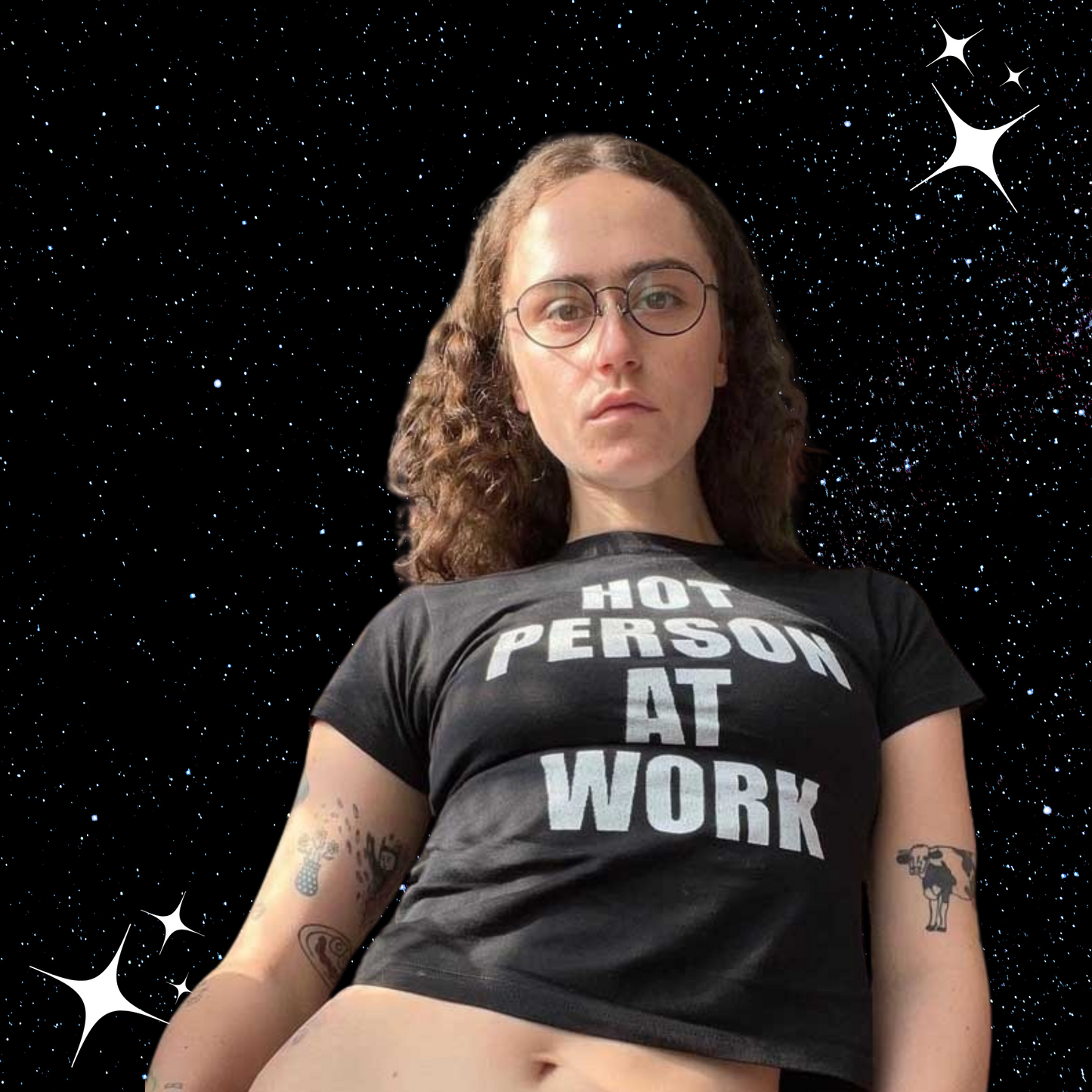 Hot Person At Work Black Crop Tee Shirts & Tops PinkLimes Trending Streetwear