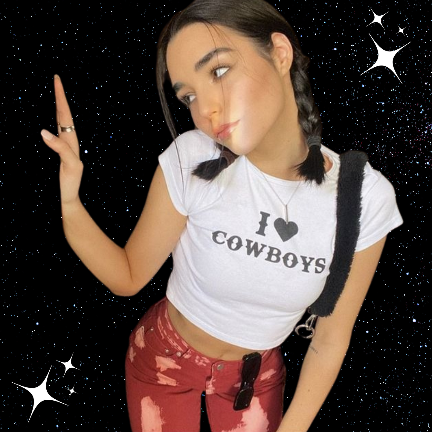 I Love Cowboys Crop Tee Shirts & Tops PinkLimes Trending Streetwear