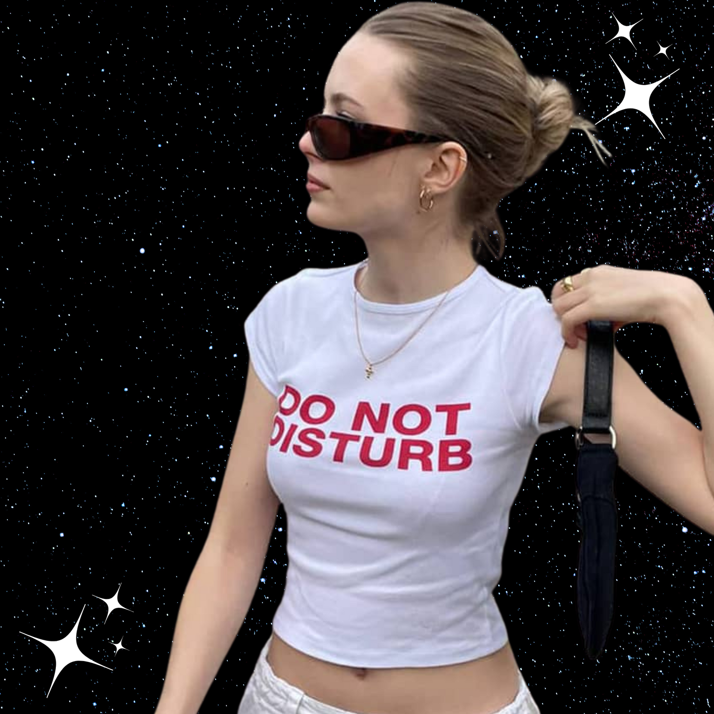 Do Not Disturb Slogan Crop T-shirt Shirts & Tops PinkLimes Trending Streetwear