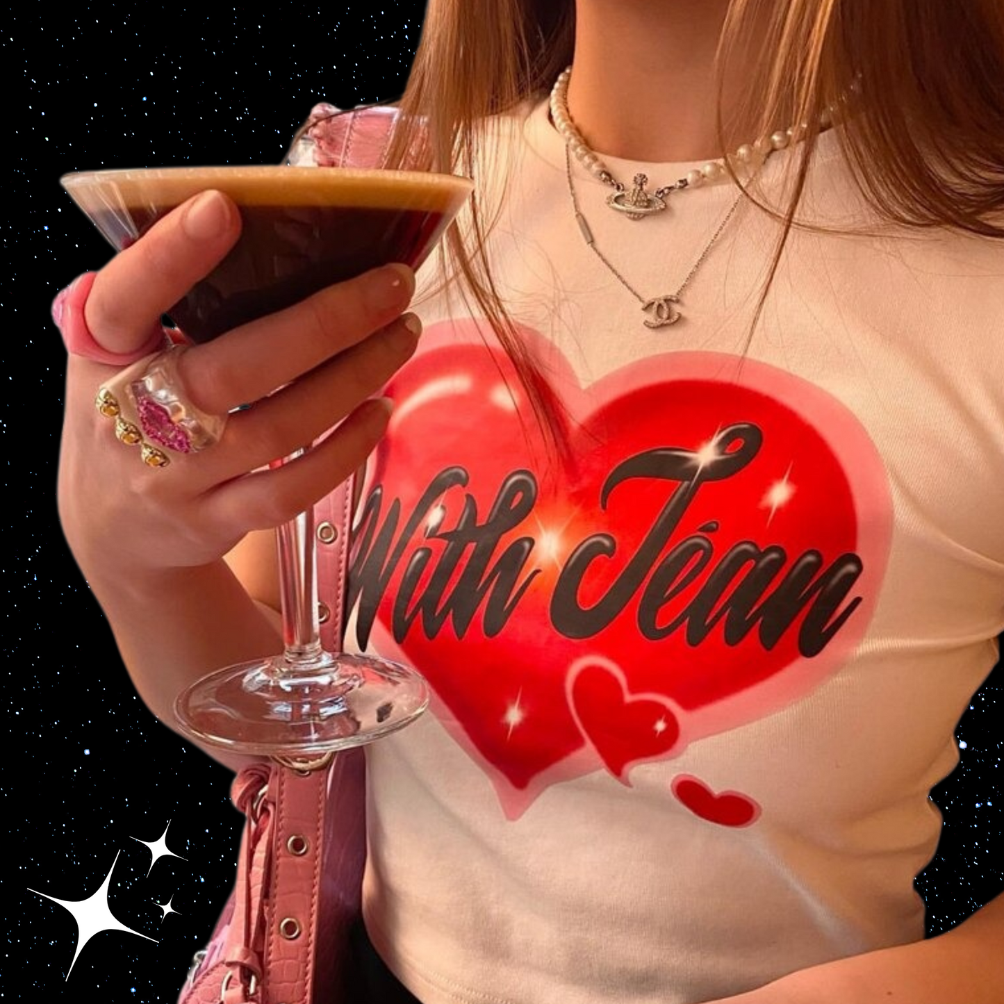 With Jean White Crop Tee Shirts & Tops PinkLimes Trending Streetwear