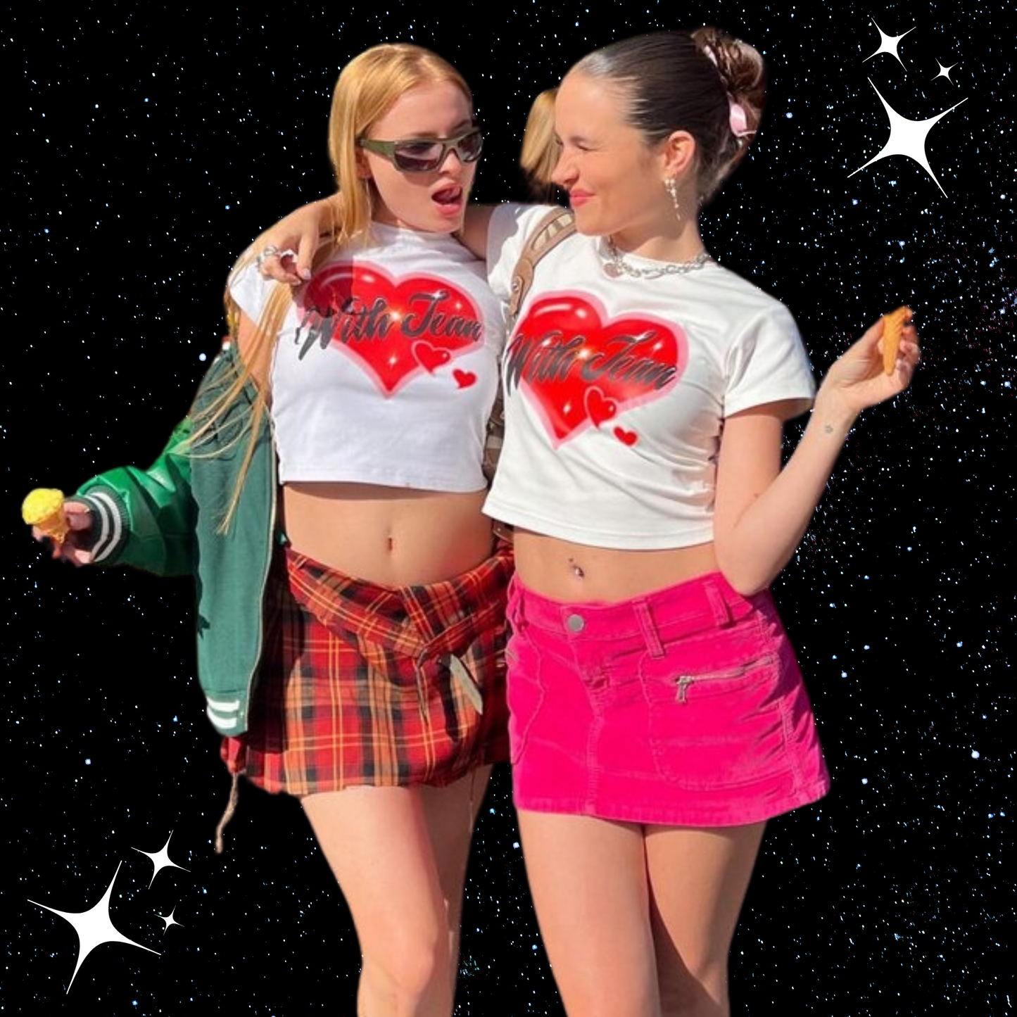 With Jean White Crop Tee Shirts & Tops PinkLimes Trending Streetwear