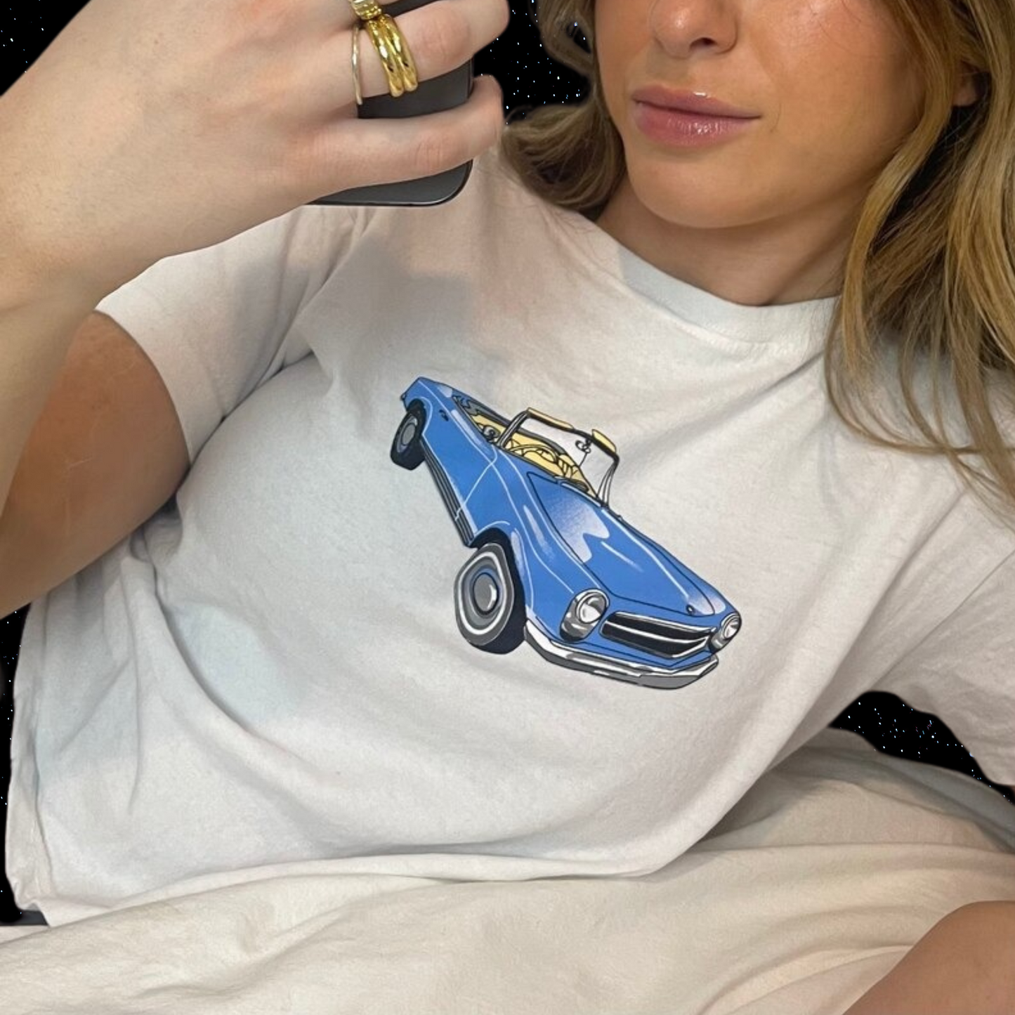 Vintage Car Crop Tee Shirts & Tops PinkLimes Trending Streetwear