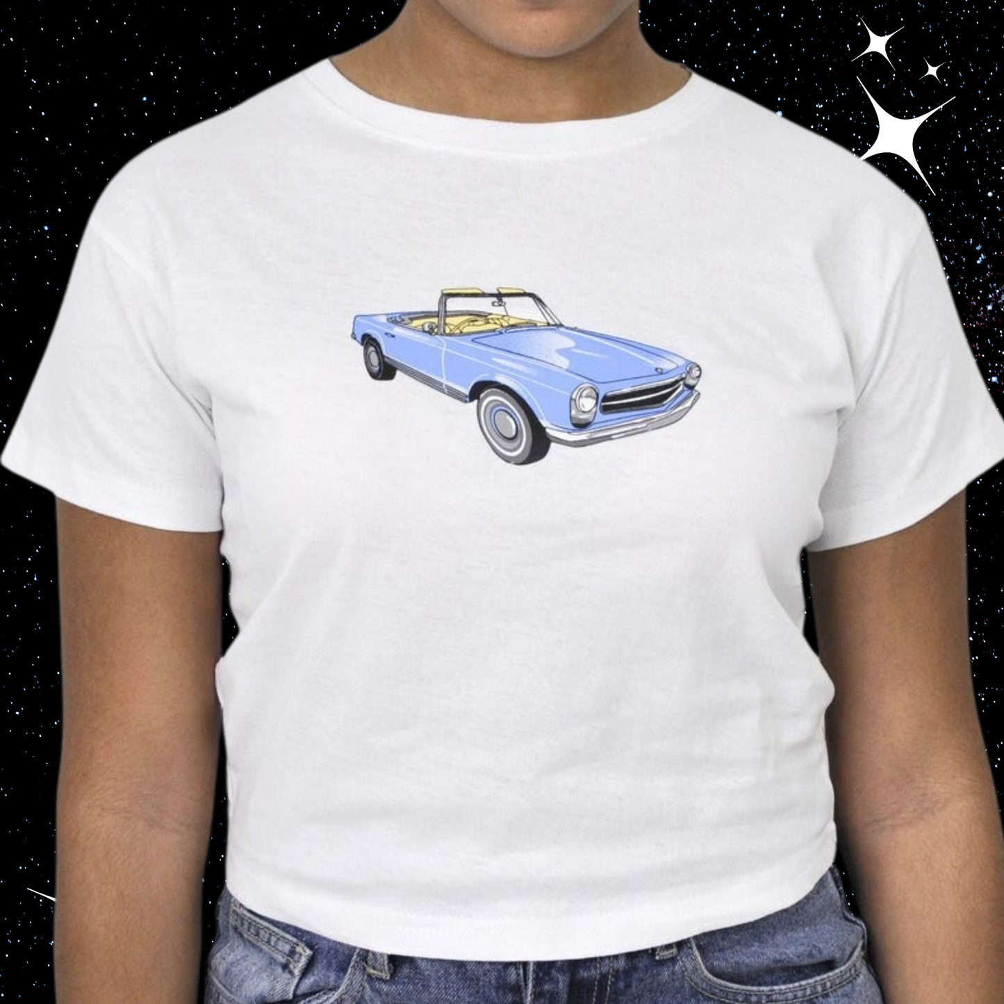 Vintage Car Crop Tee Shirts & Tops PinkLimes Trending Streetwear