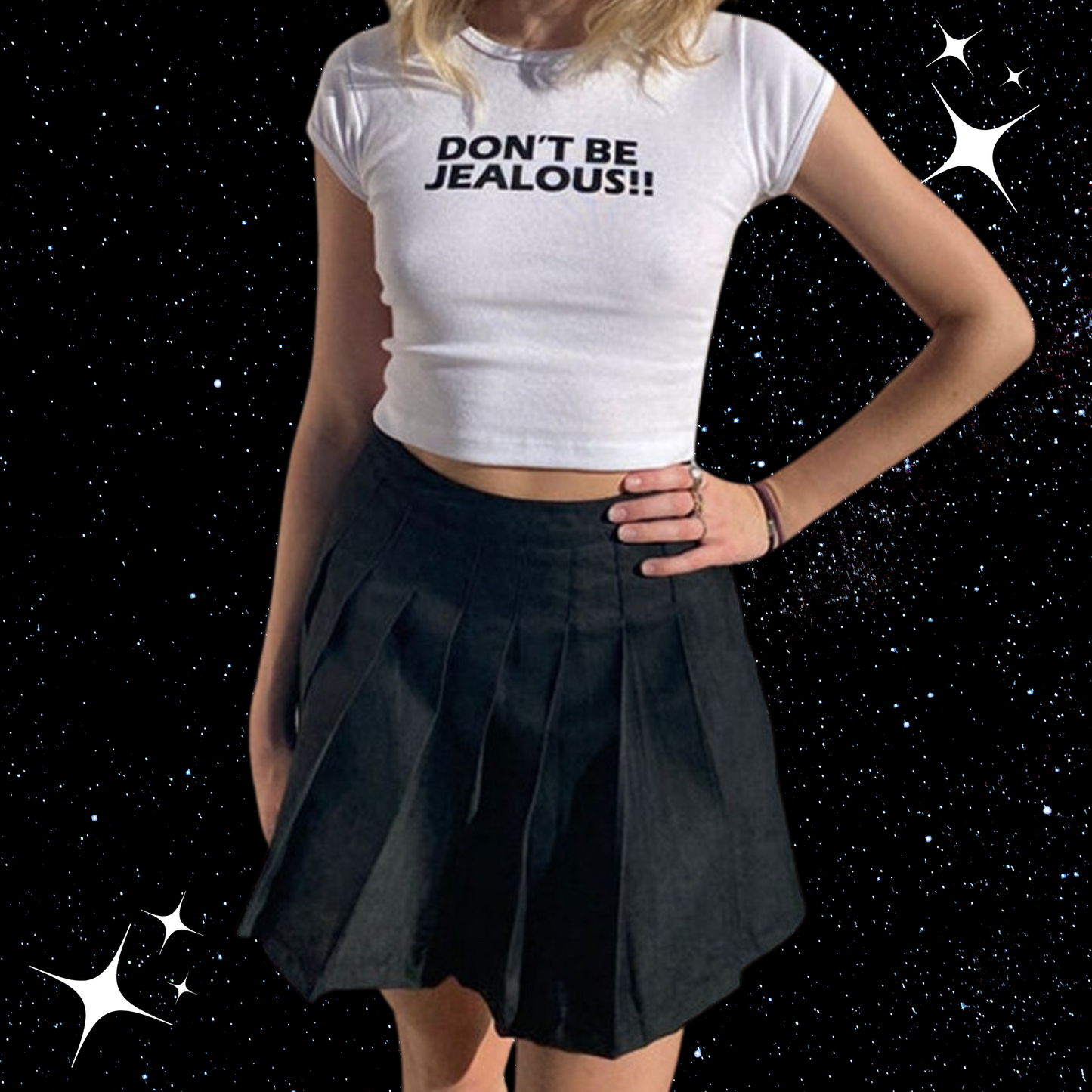 Don't Be Jealous White Crop Tee Shirts & Tops PinkLimes Trending Streetwear