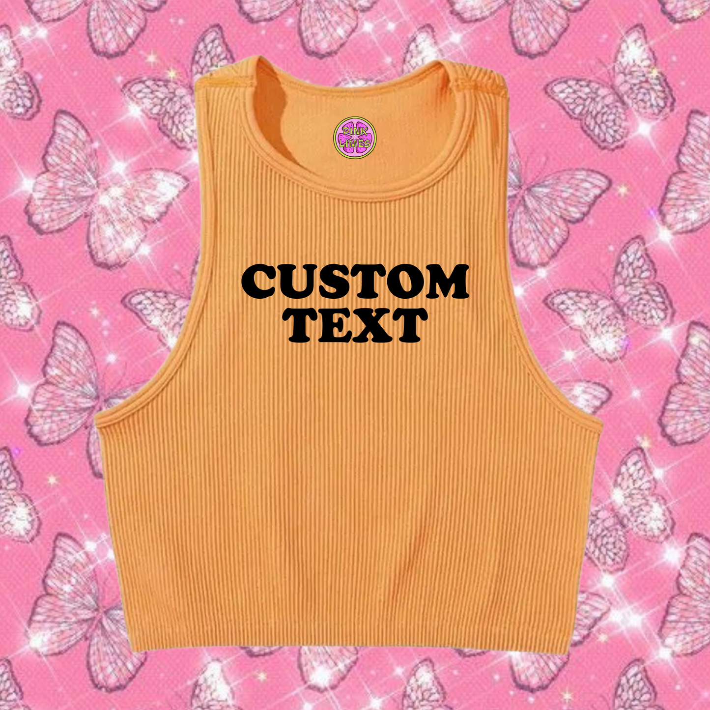 Custom Text Tank Top Orange Shirts & Tops PinkLimes Trending Streetwear