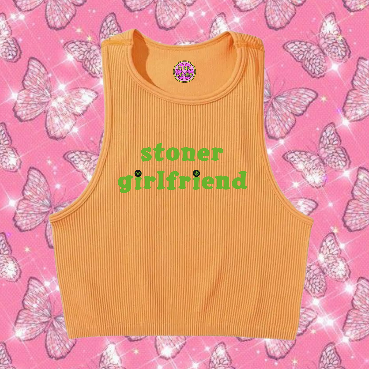 Stoner Girlfriend Tank Top Orange Shirts & Tops PinkLimes Trending Streetwear