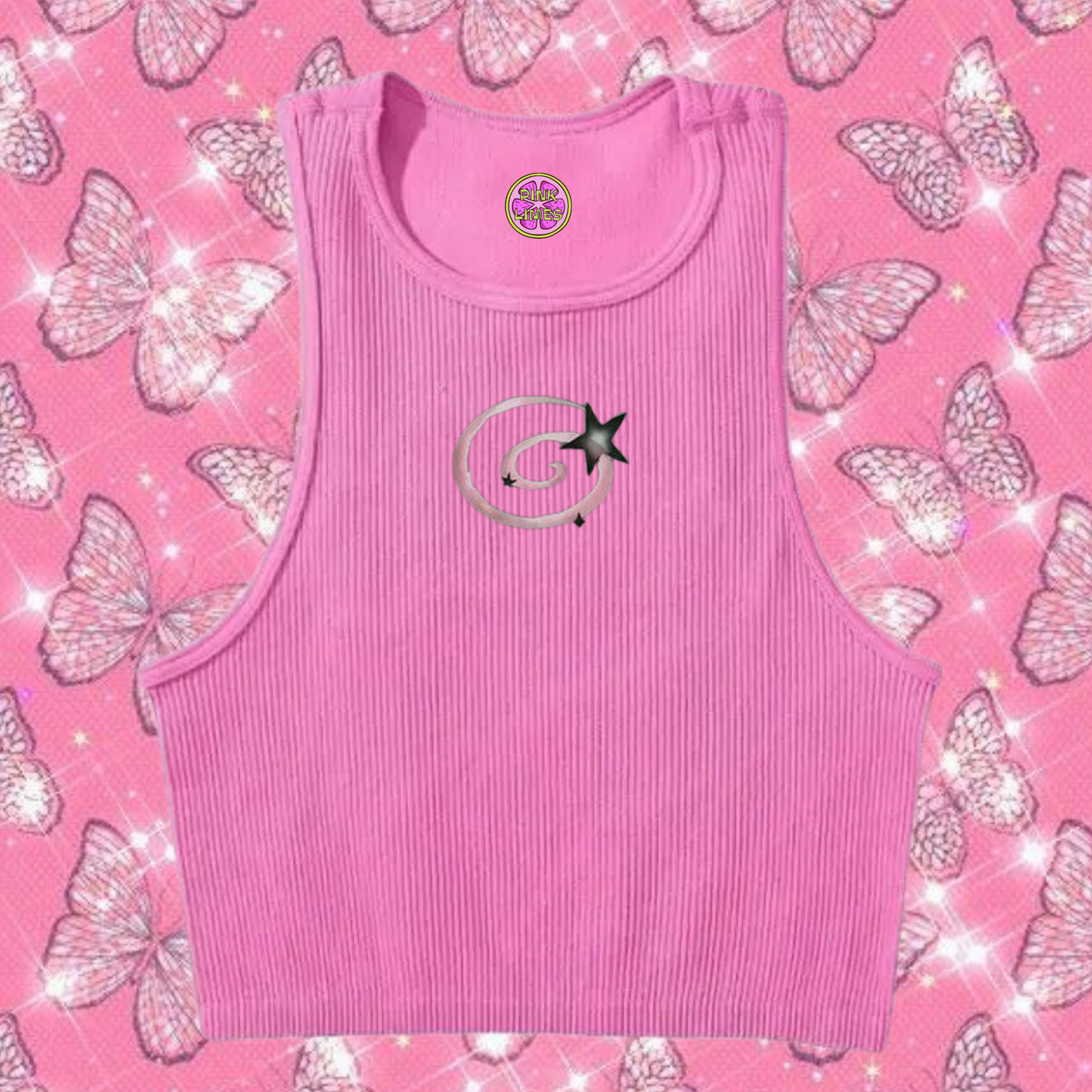 y2k Swirl Crop Tank Top Pink Shirts & Tops PinkLimes Trending Streetwear