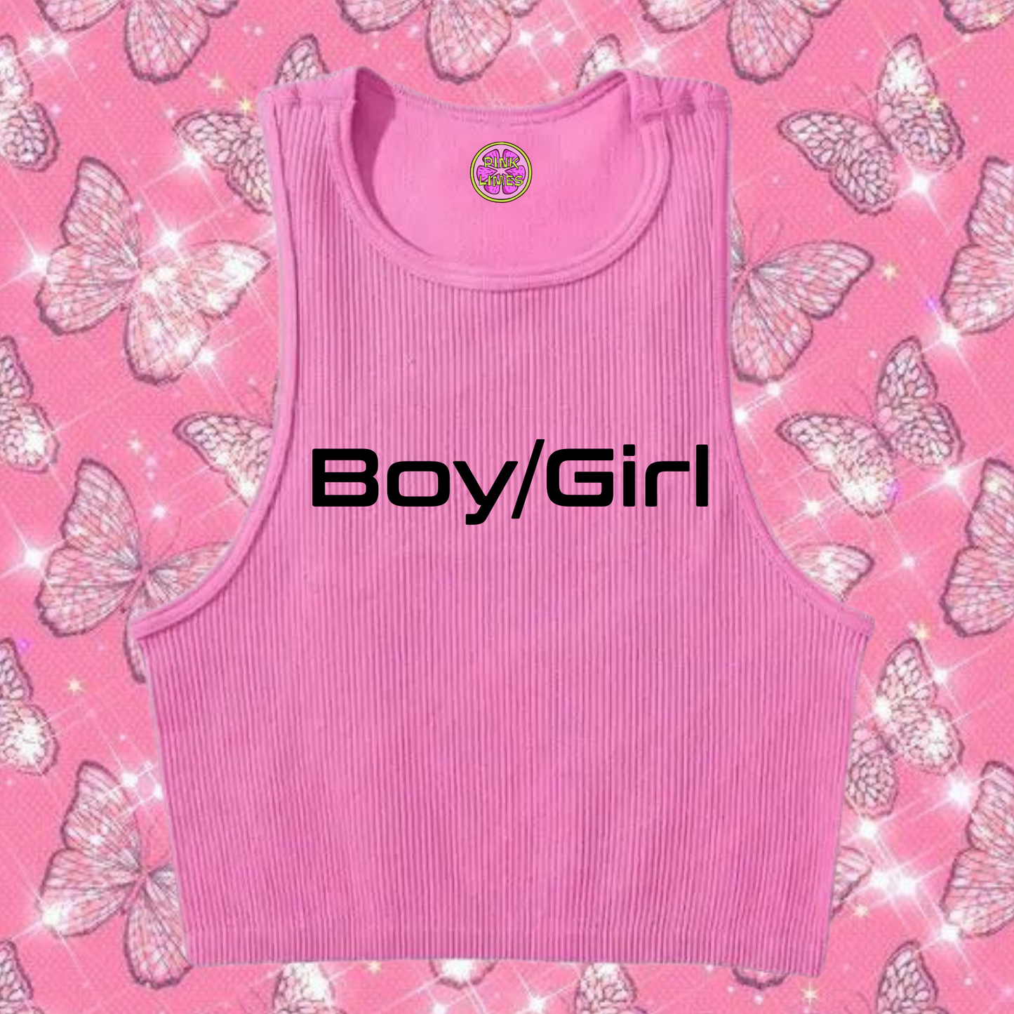 Boy/Girl Crop Tank Top Pink Shirts & Tops PinkLimes Trending Streetwear