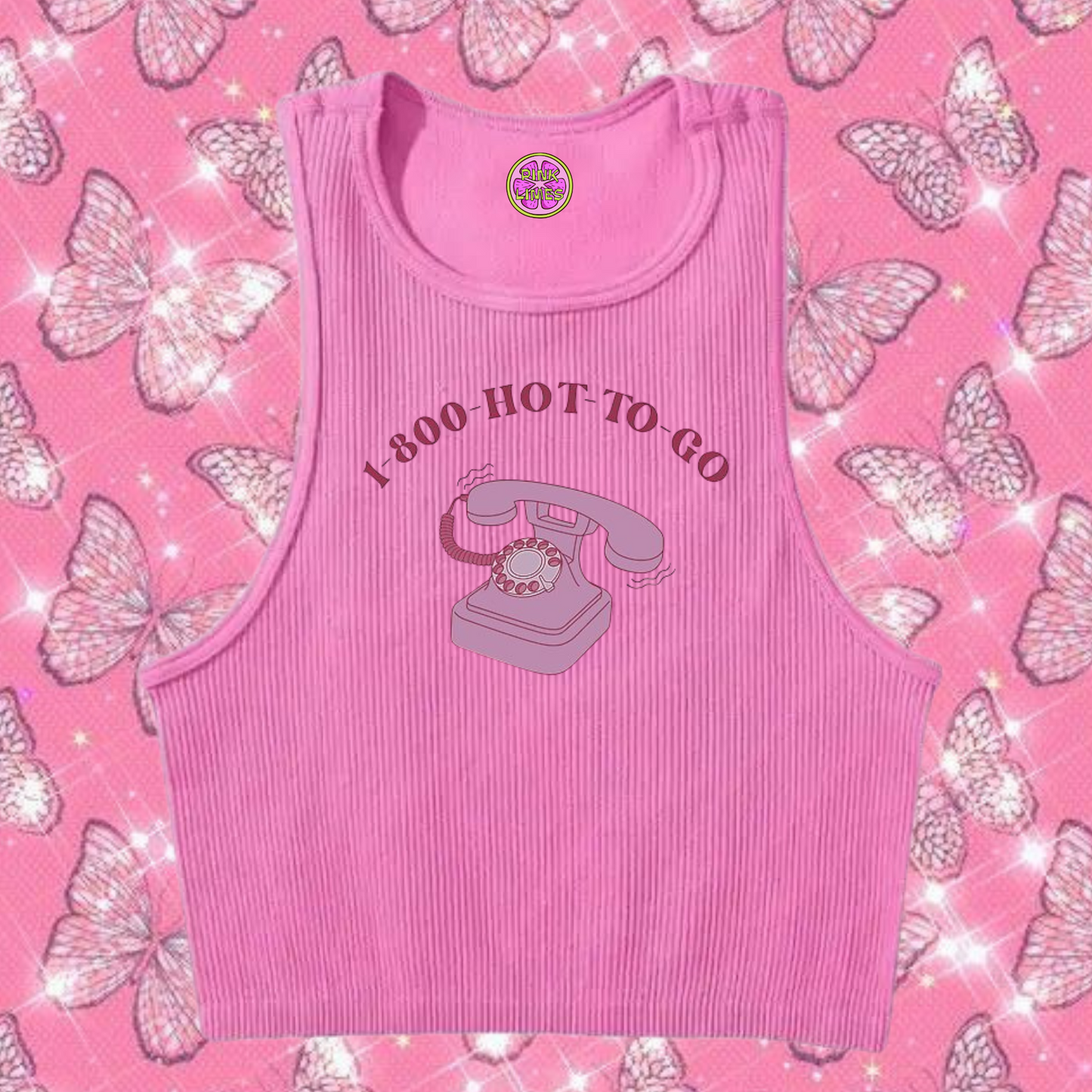1-800 Hot To Go Crop Tank Top Pink Shirts & Tops PinkLimes Trending Streetwear