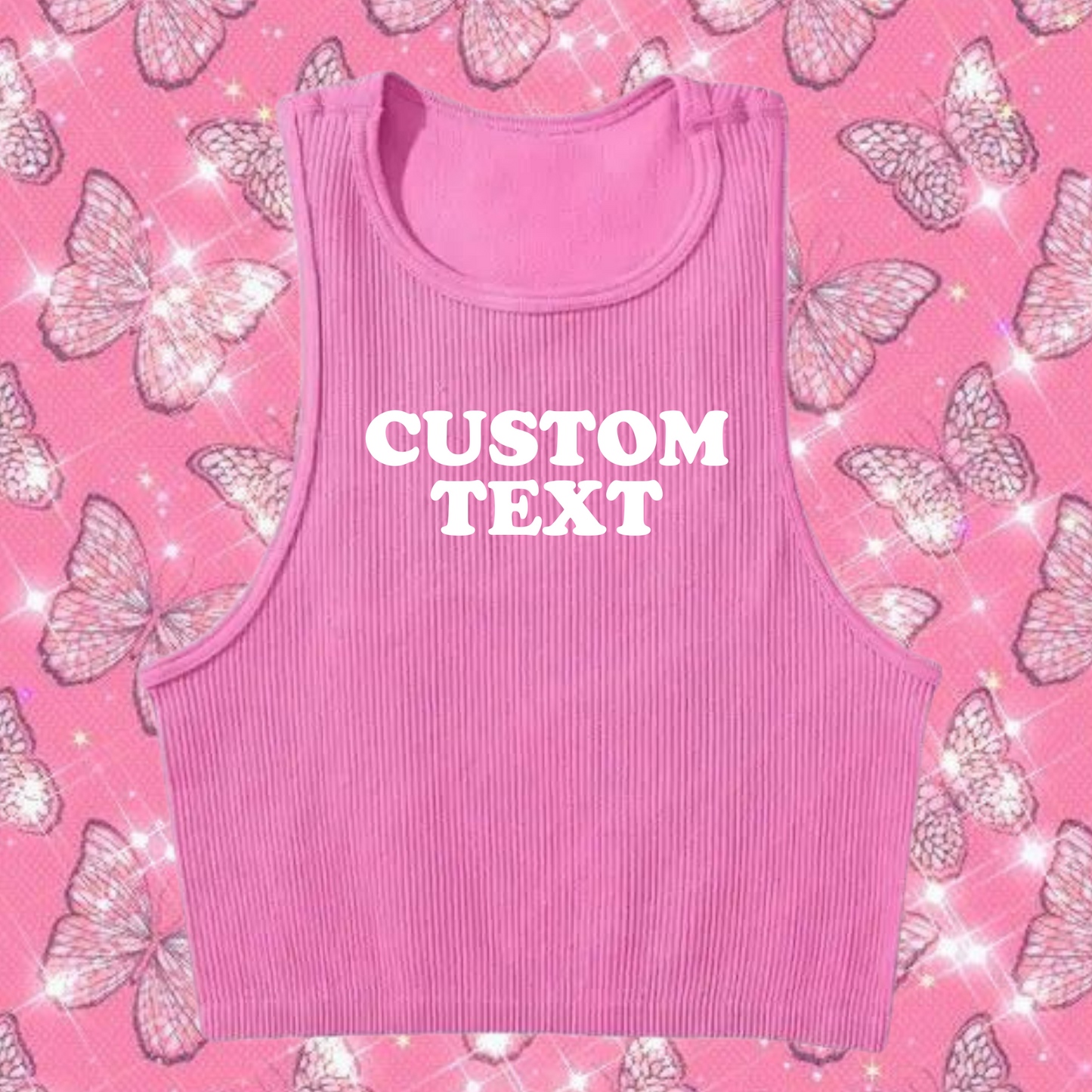 Custom Text Tank Top Pink Shirts & Tops PinkLimes Trending Streetwear
