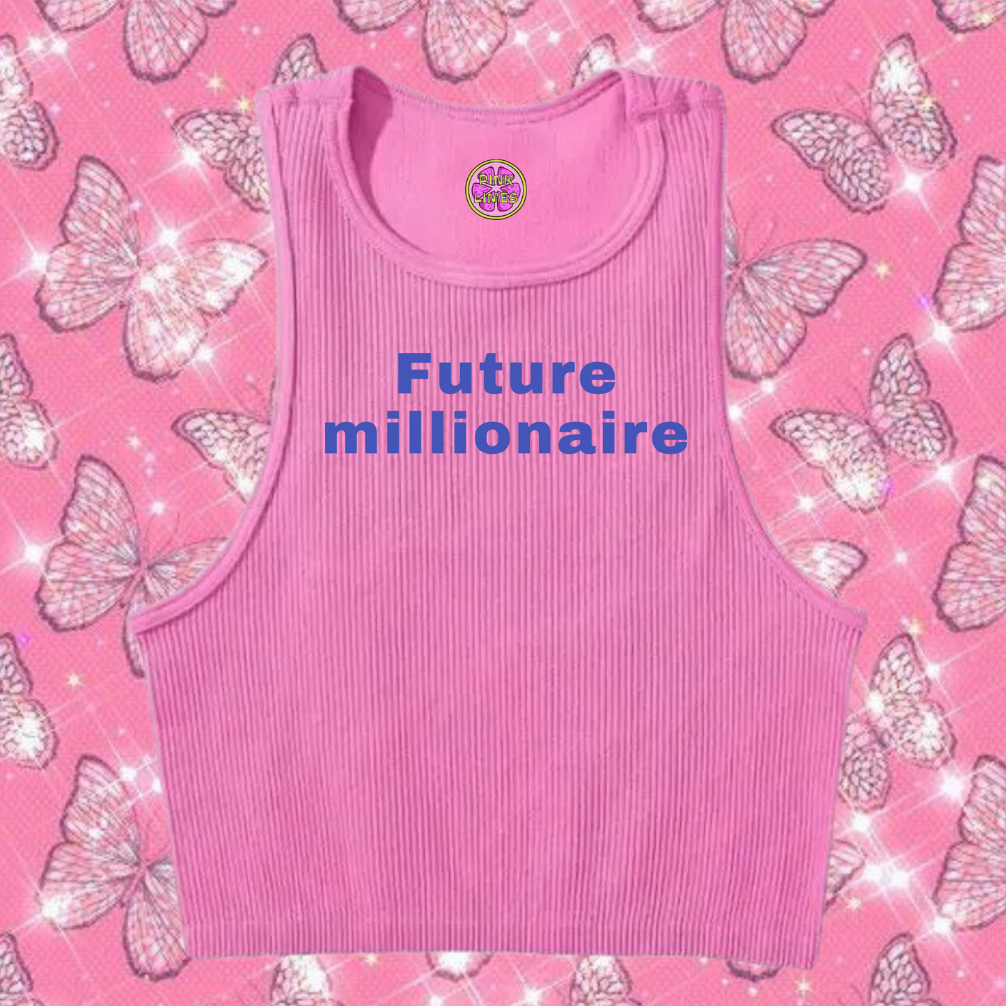 Future billionaire Crop Tank Top Pink Shirts & Tops PinkLimes Trending Streetwear