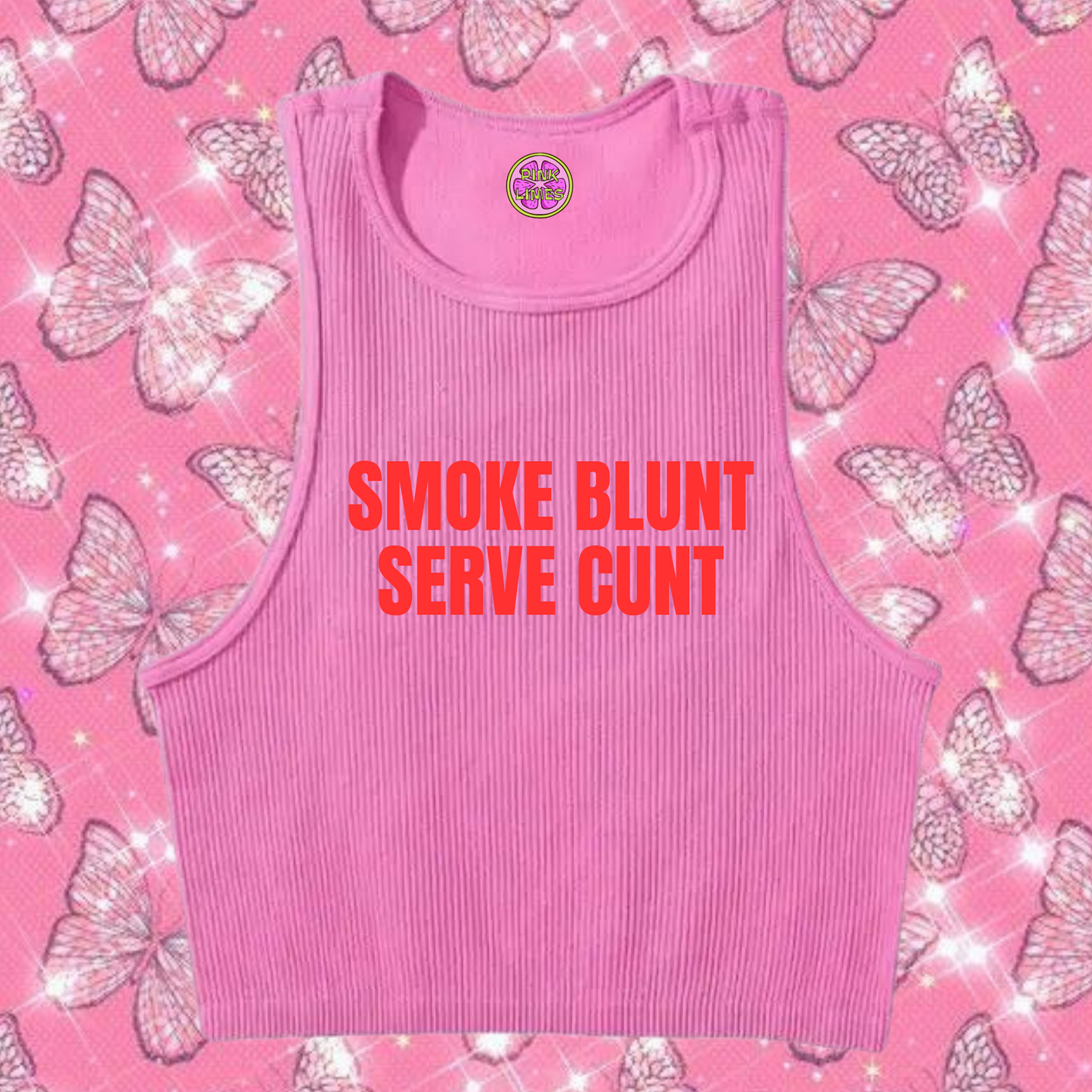 Smoke Blunt Serve C*nt Tank Top Pink Shirts & Tops PinkLimes Trending Streetwear