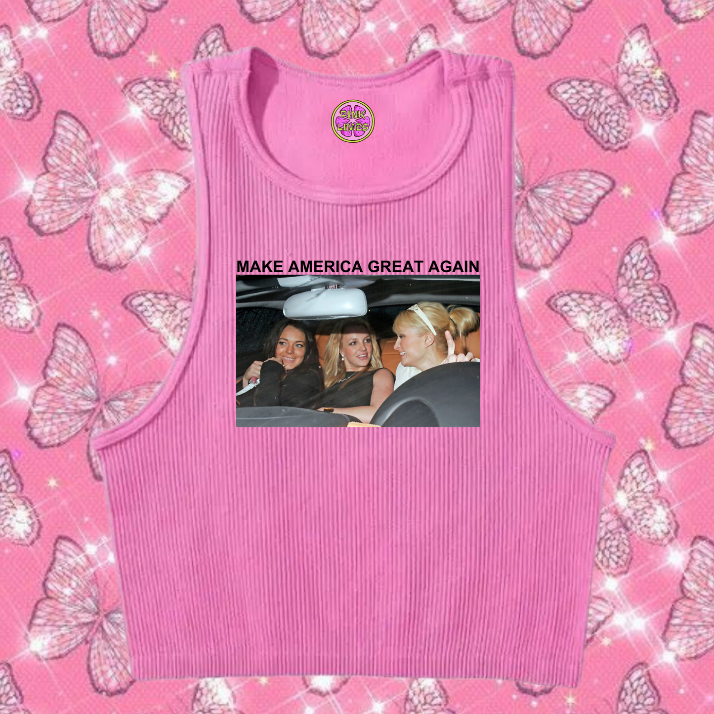Make America Great Again Crop Tank Top Pink Shirts & Tops PinkLimes Trending Streetwear