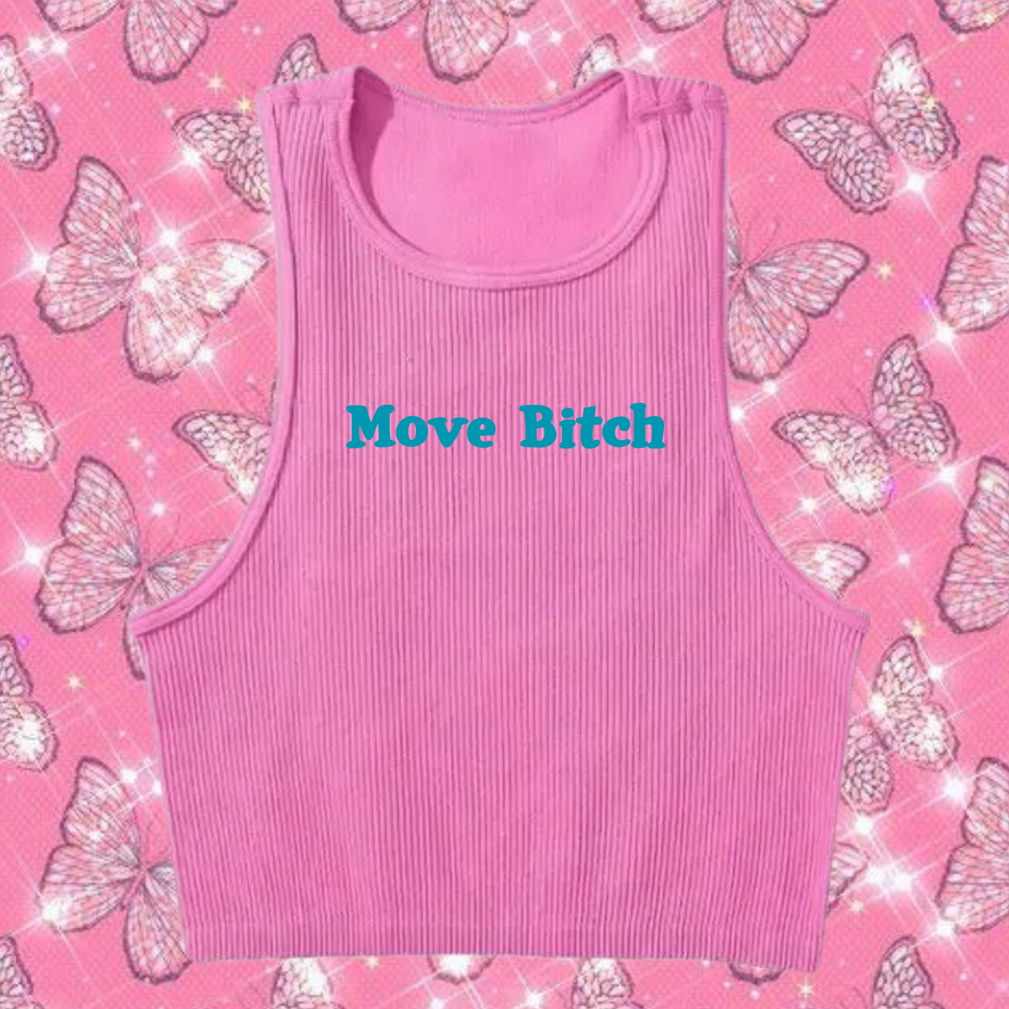 Move B*tch Crop Tank Top Pink Shirts & Tops PinkLimes Trending Streetwear