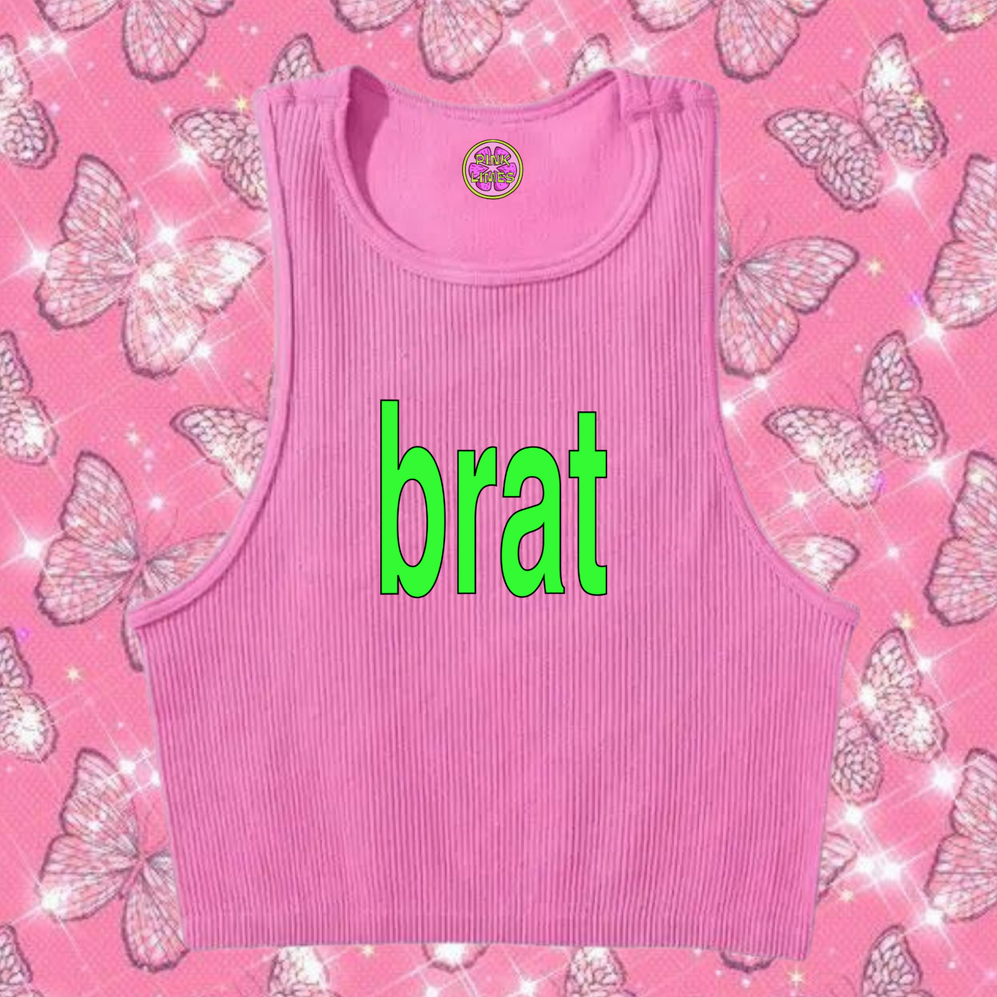 Brat Crop Tank Top Pink Shirts & Tops PinkLimes Trending Streetwear