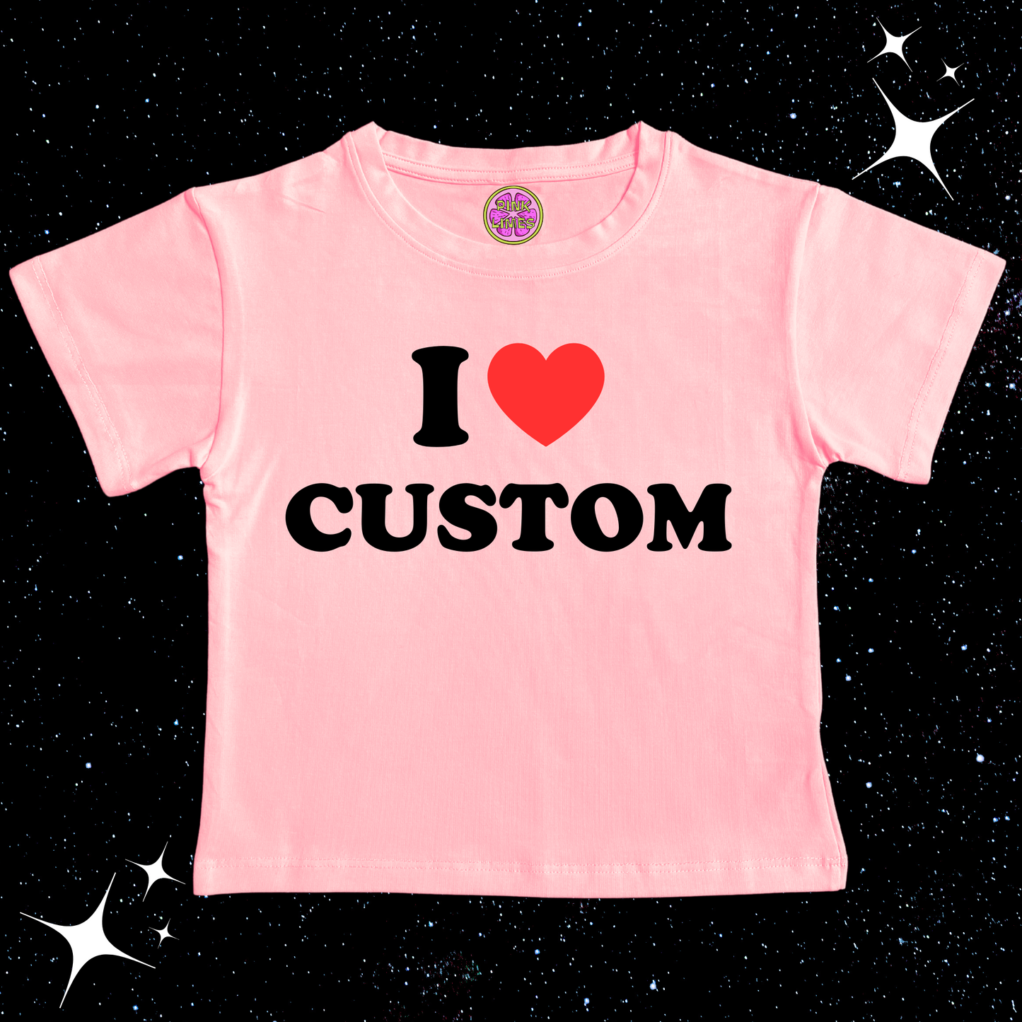 I Love Custom Crop Tee Pink Shirts & Tops PinkLimes Trending Streetwear