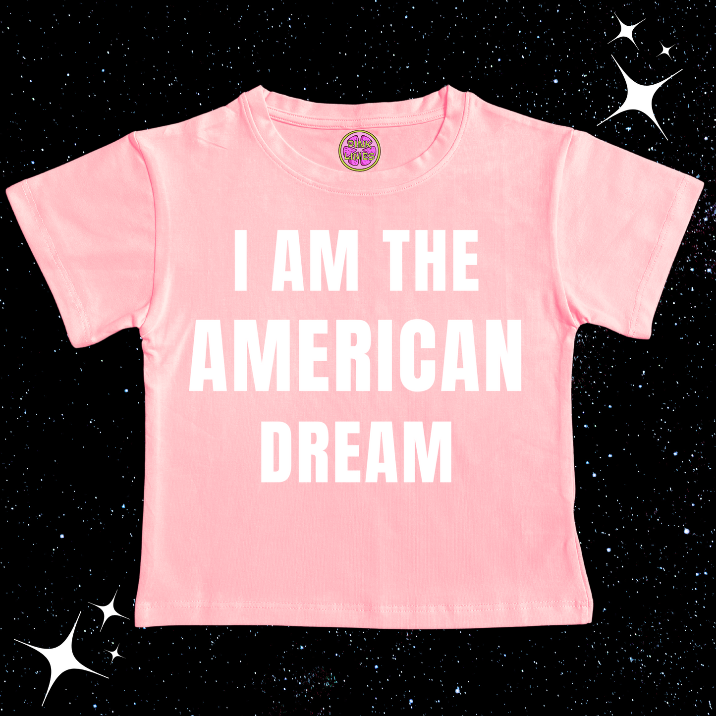 I Am The American Dream Crop Tee Pink Shirts & Tops PinkLimes Trending Streetwear